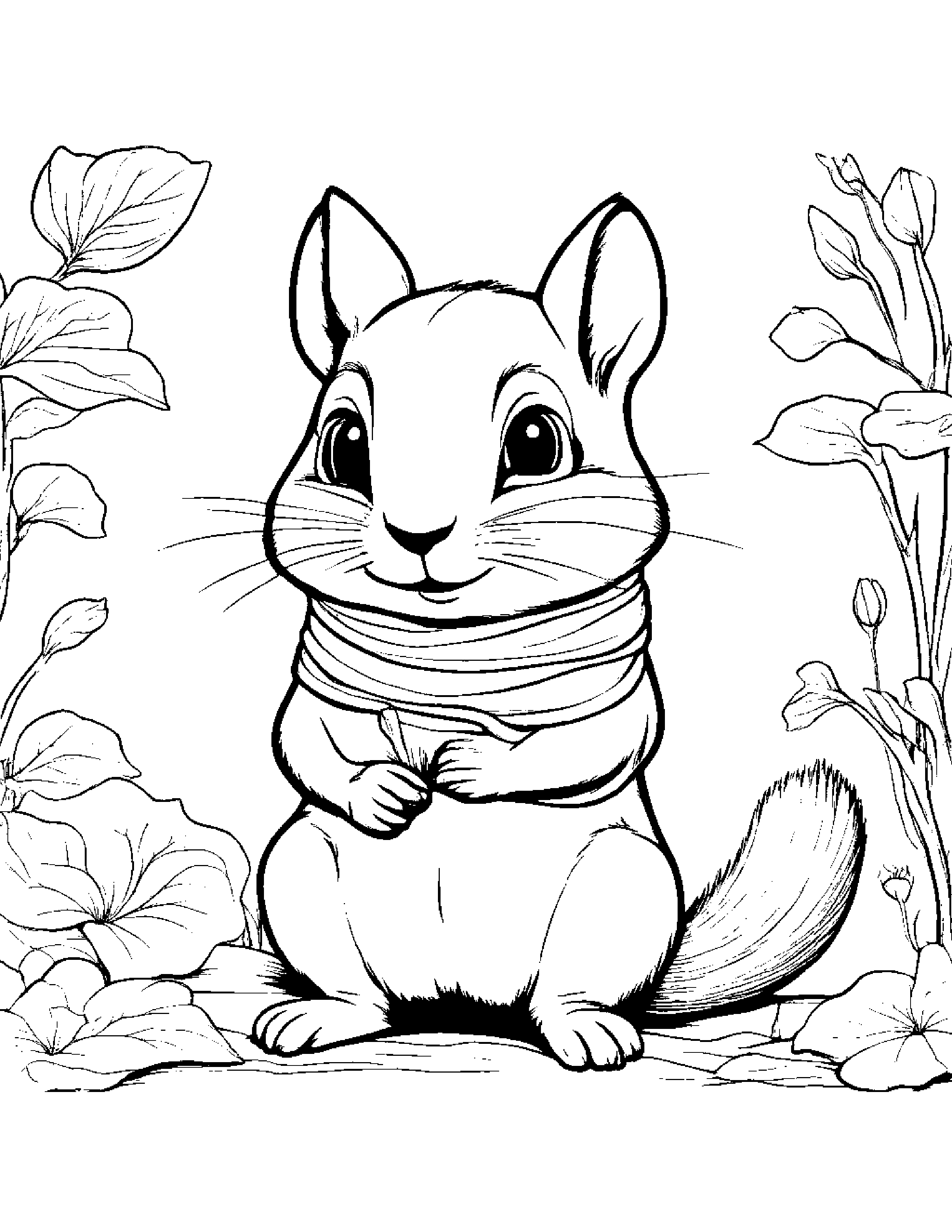 Chipmunk With A Soft Scarf #5 Coloring Page (Free Printable PDF)