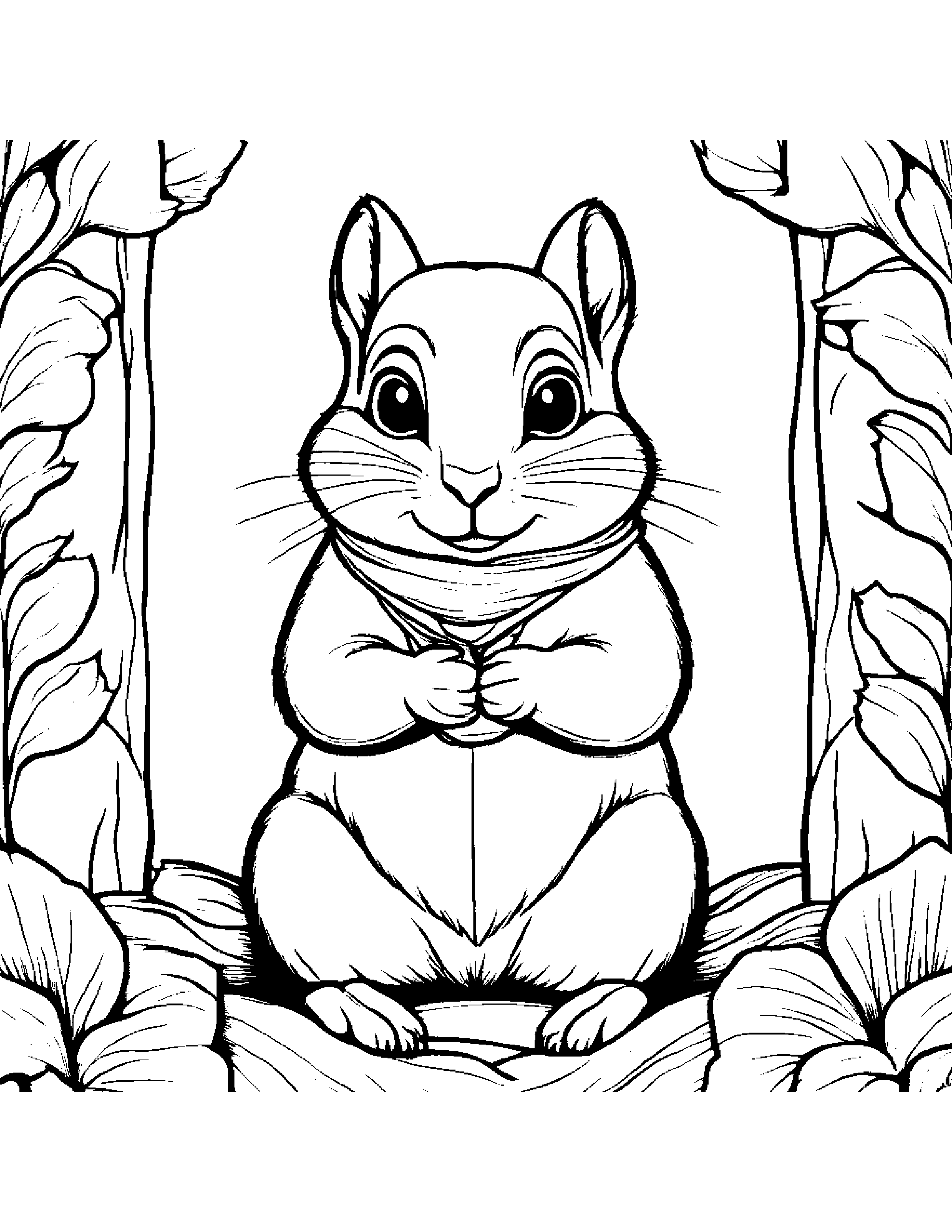 Chipmunk With A Soft Scarf Coloring Page (Free Printable PDF)