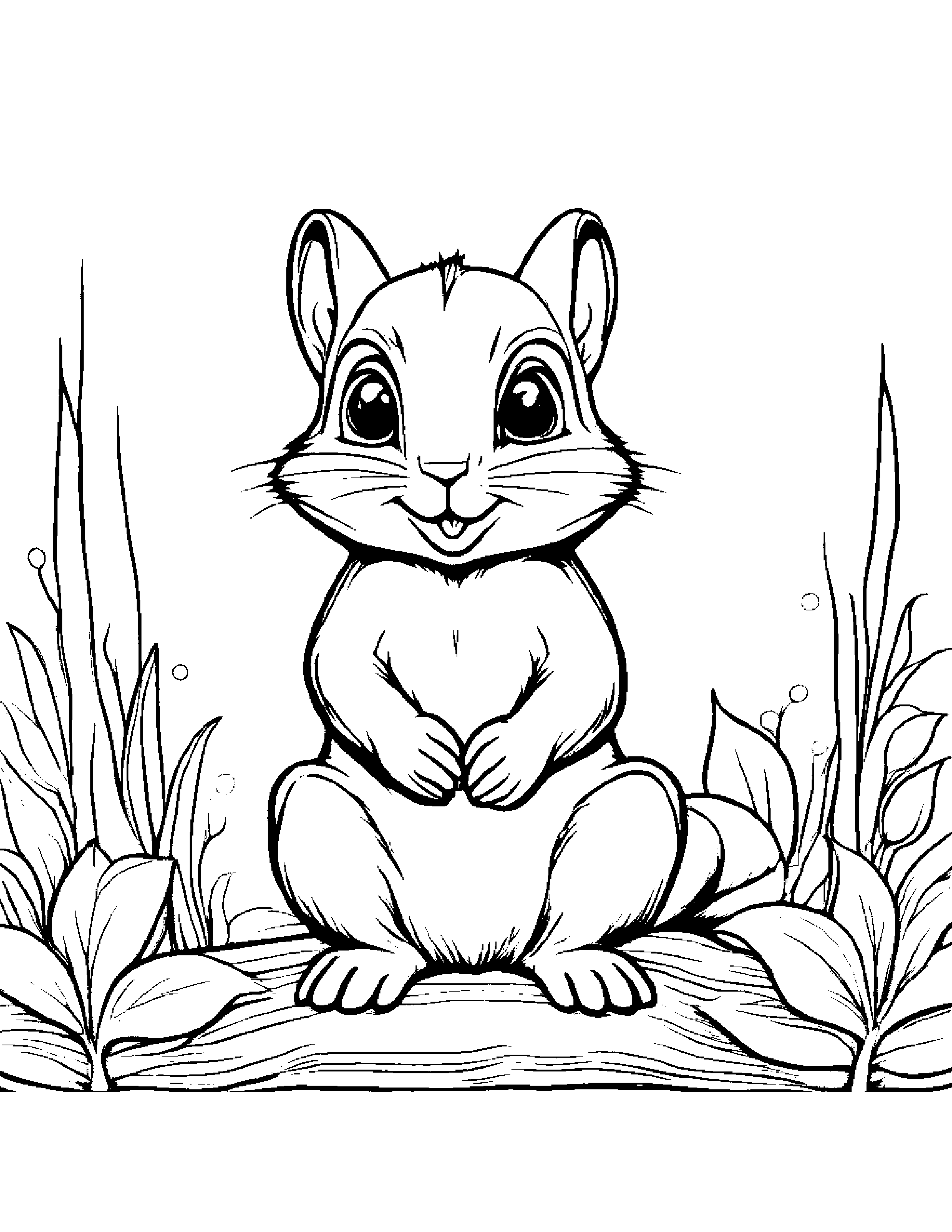 Chipmunk With Sparkles #2 Coloring Page (Free Printable PDF)