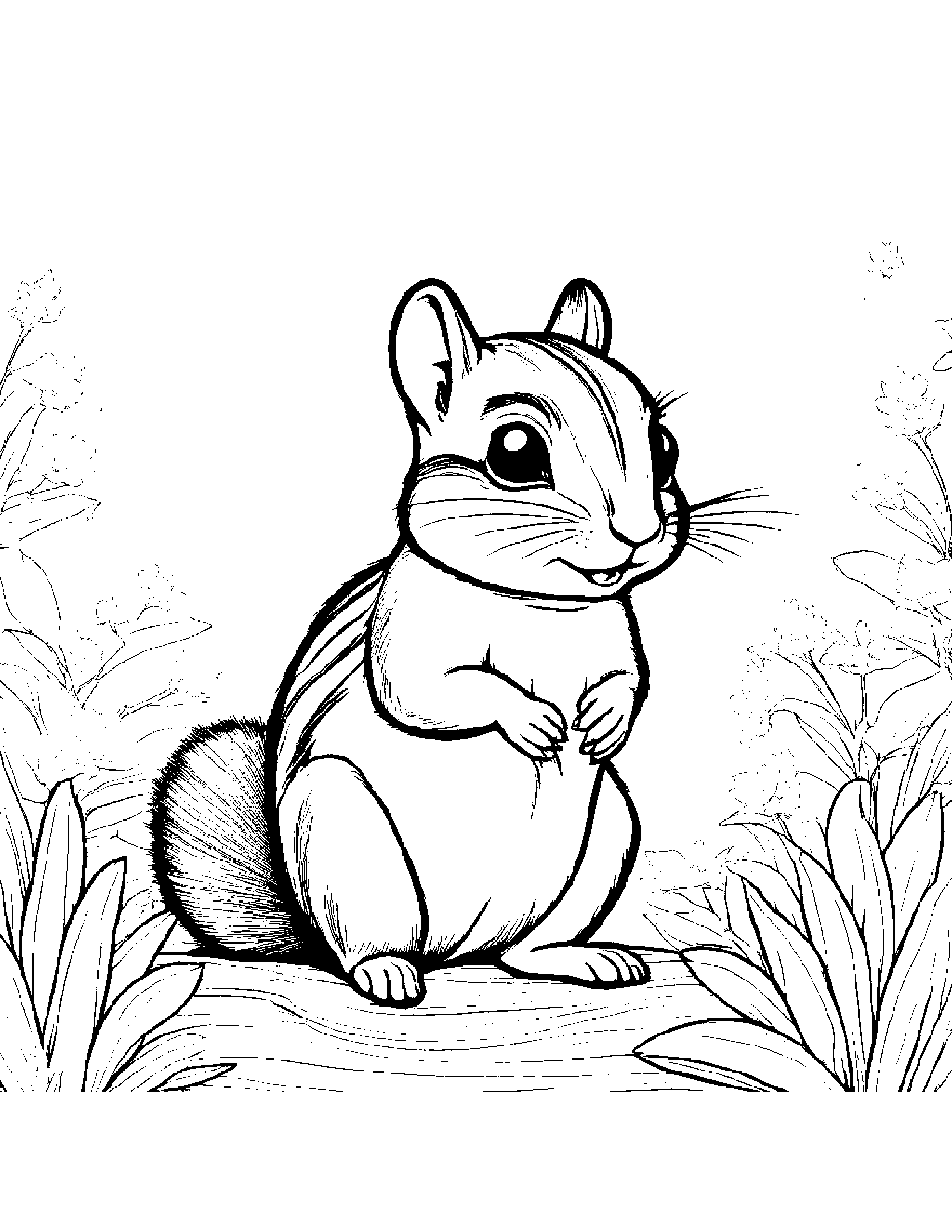 Chipmunk With Sparkles Coloring Page (Free Printable PDF)