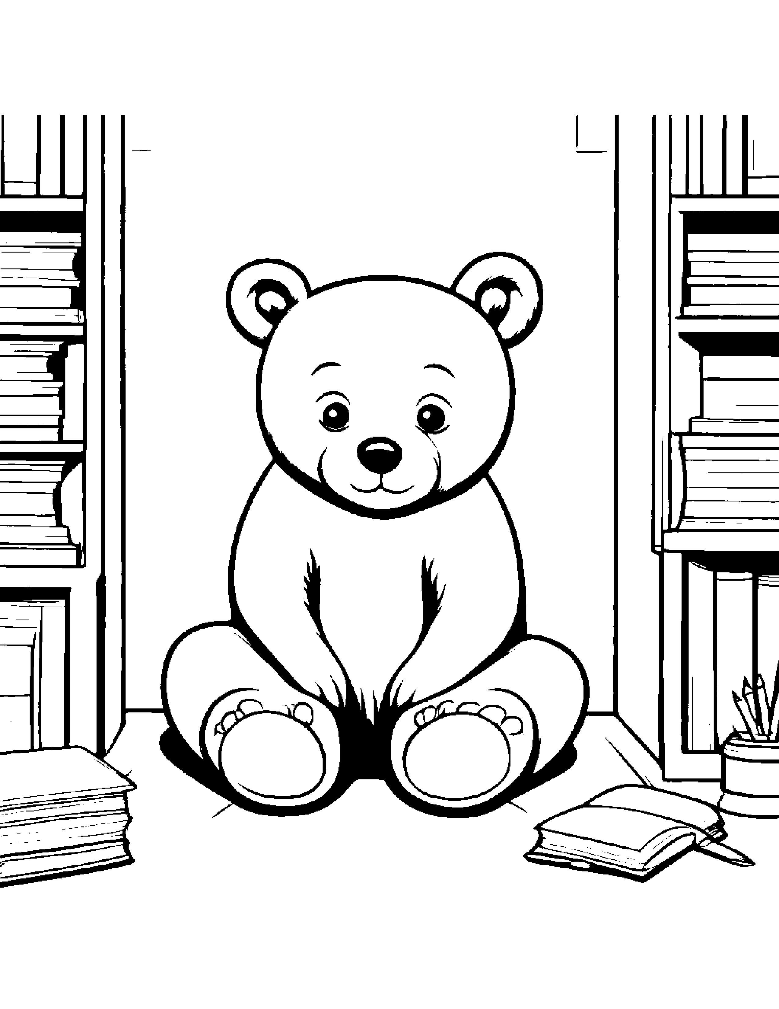 Cozy Bear Cub In A Classroom Corner #3 Coloring Page (Free Printable PDF)