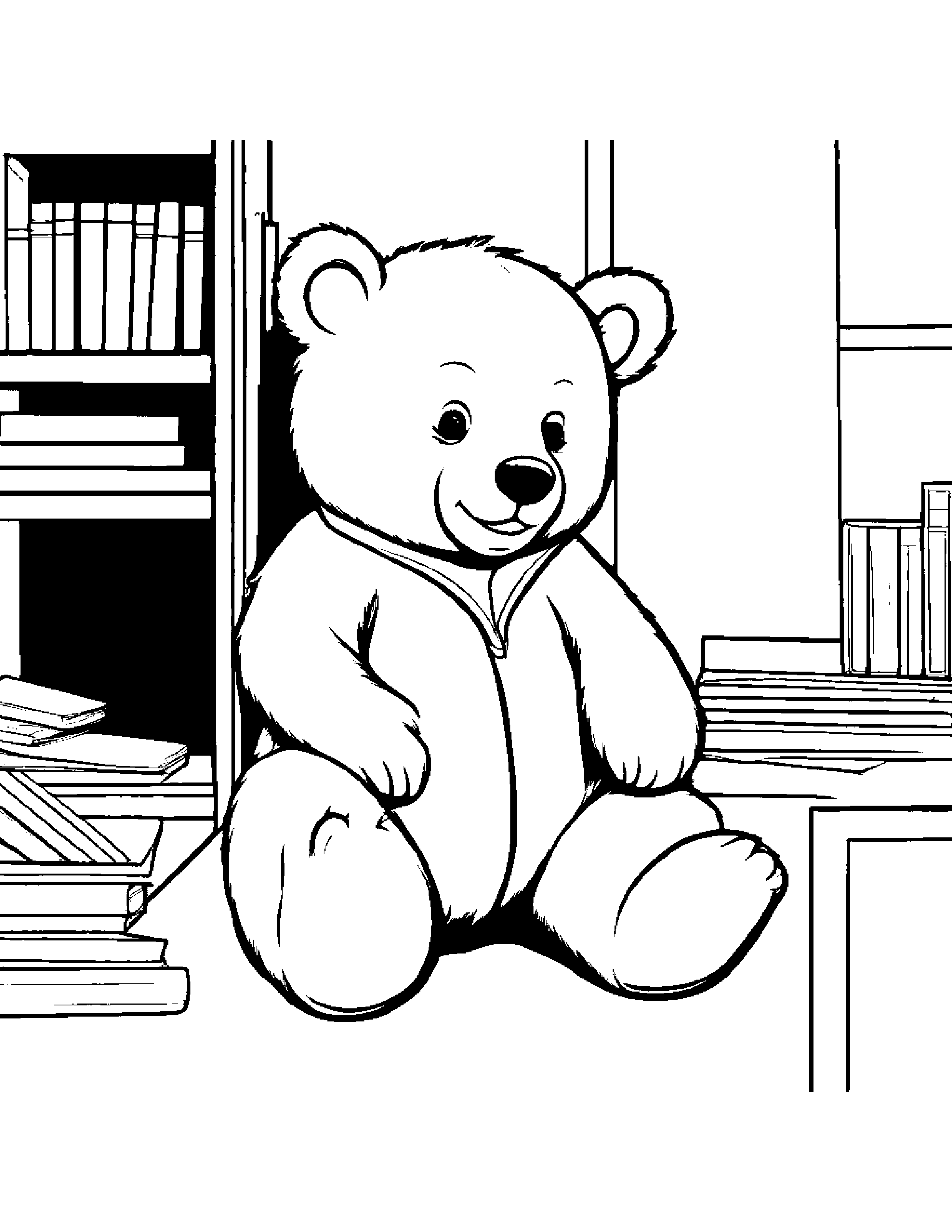 Cozy Bear Cub In A Classroom Corner #4 Coloring Page (Free Printable PDF)