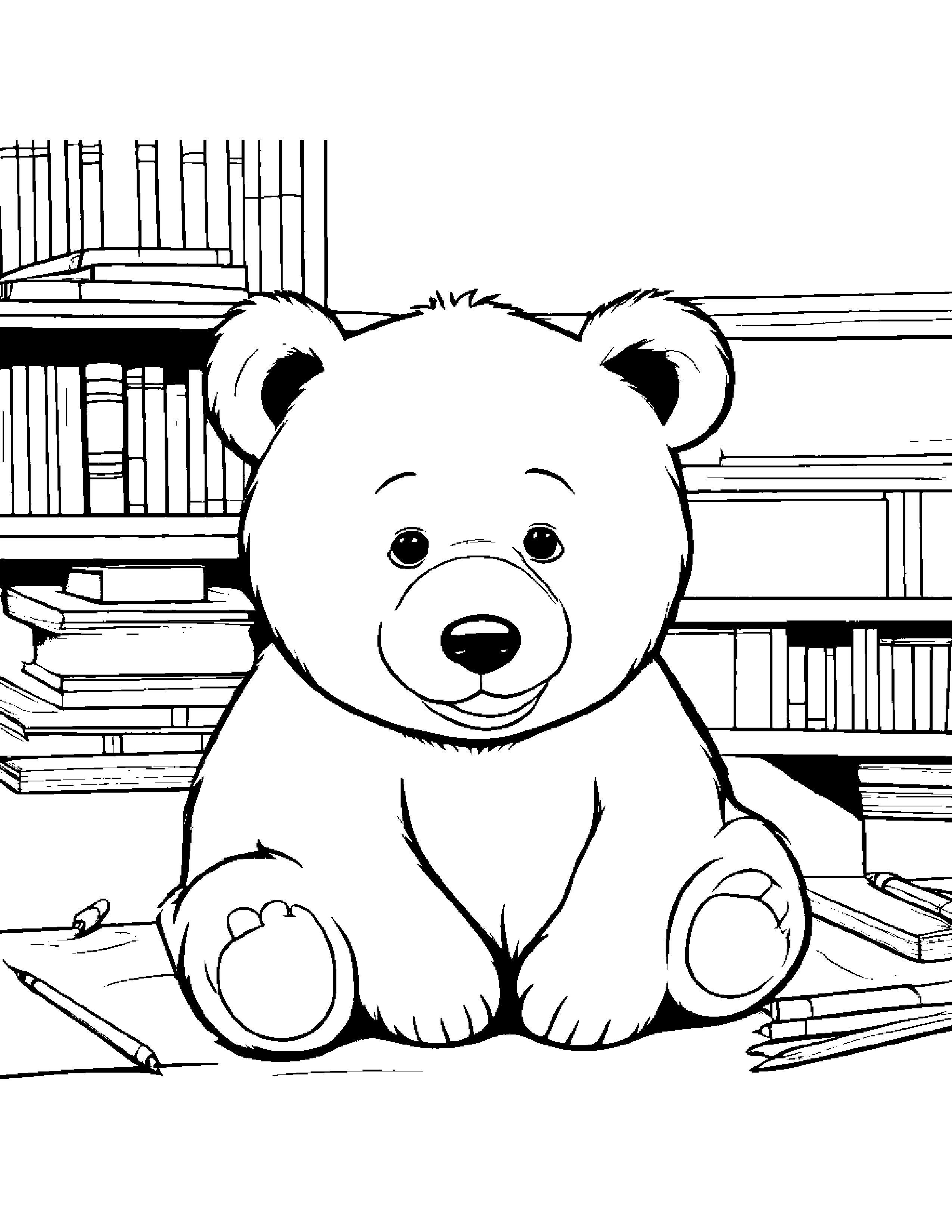 Cozy Bear Cub In A Classroom Corner #5 Coloring Page (Free Printable PDF)