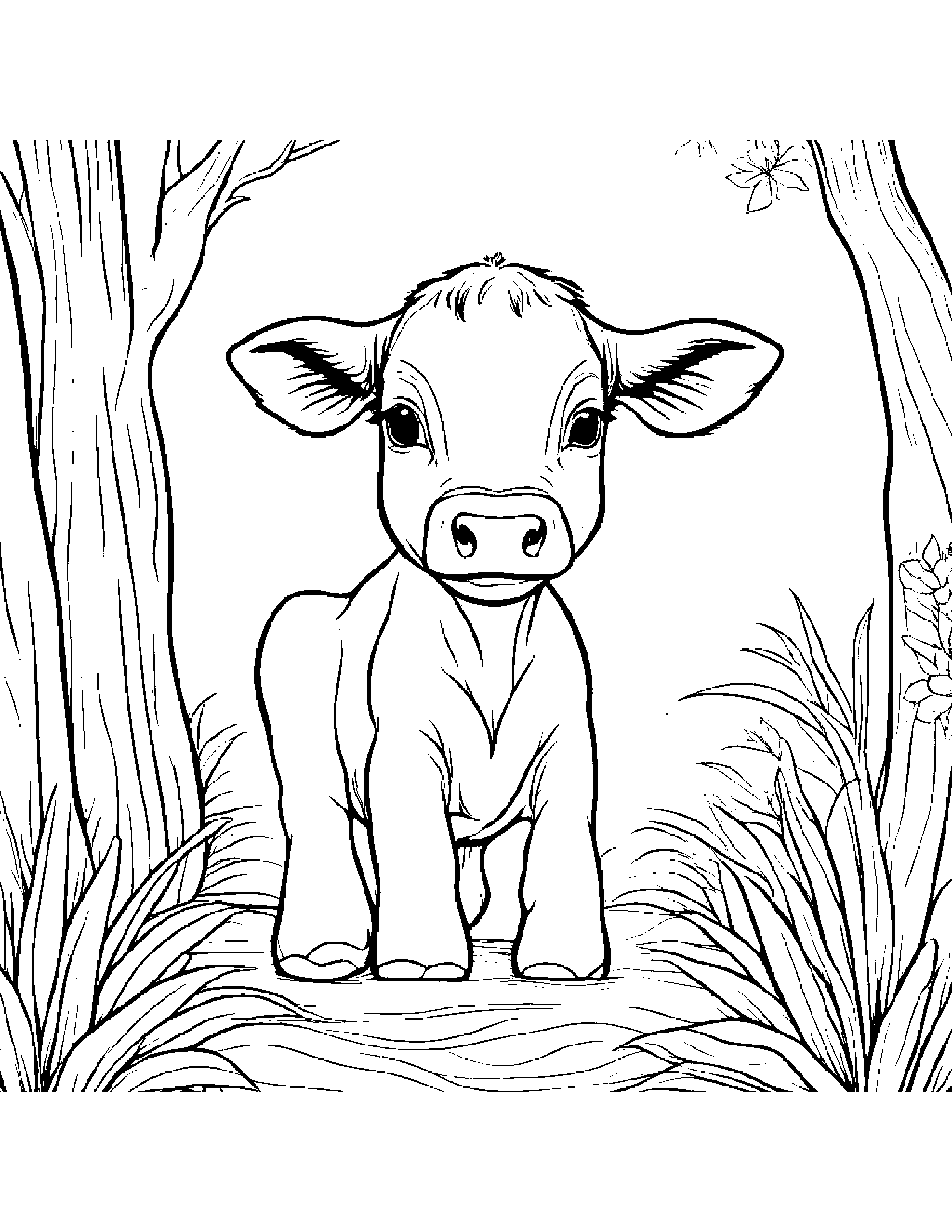 Cozy Calf Playing Hide-And-Seek #2 Coloring Page (Free Printable PDF)