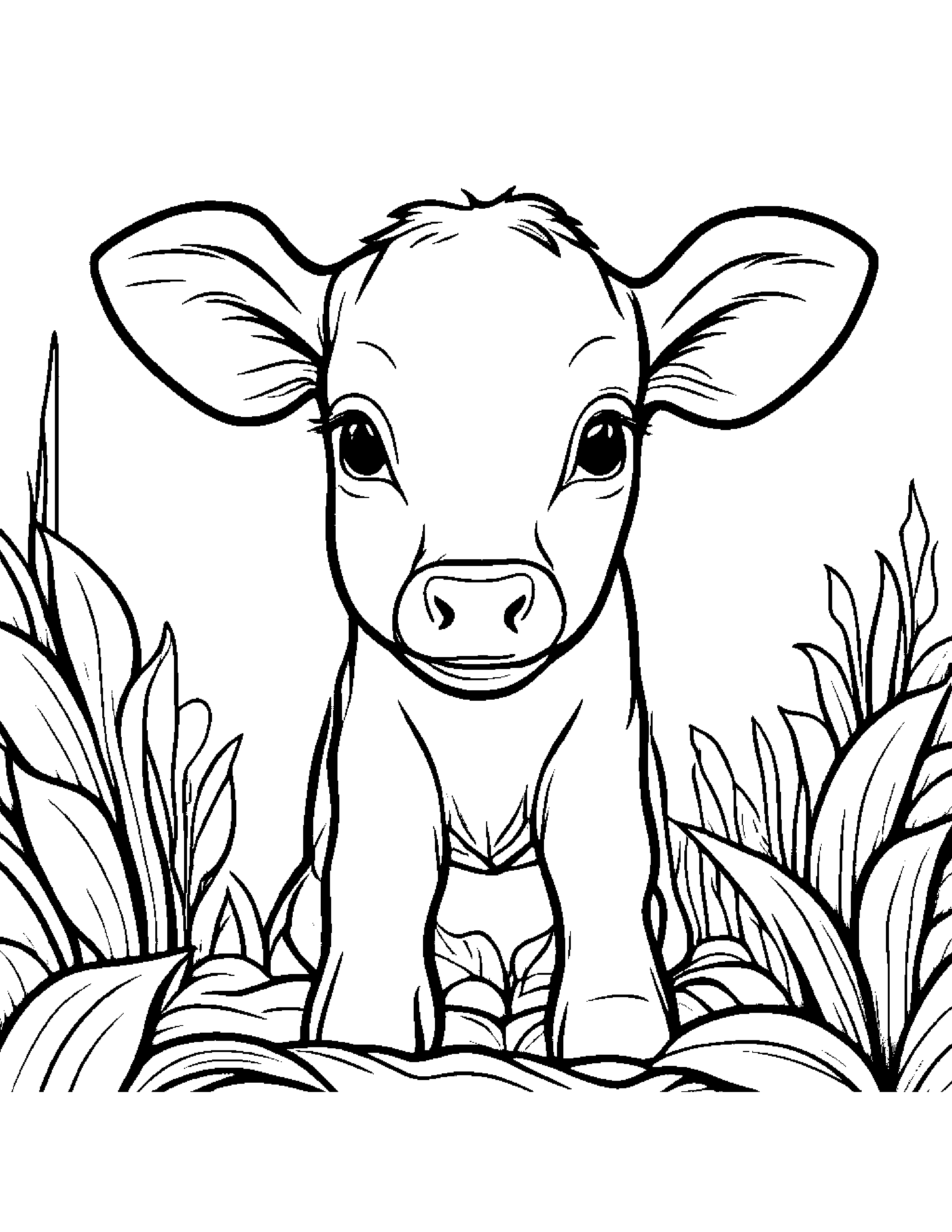 Cozy Calf Playing Hide-And-Seek #3 Coloring Page (Free Printable PDF)