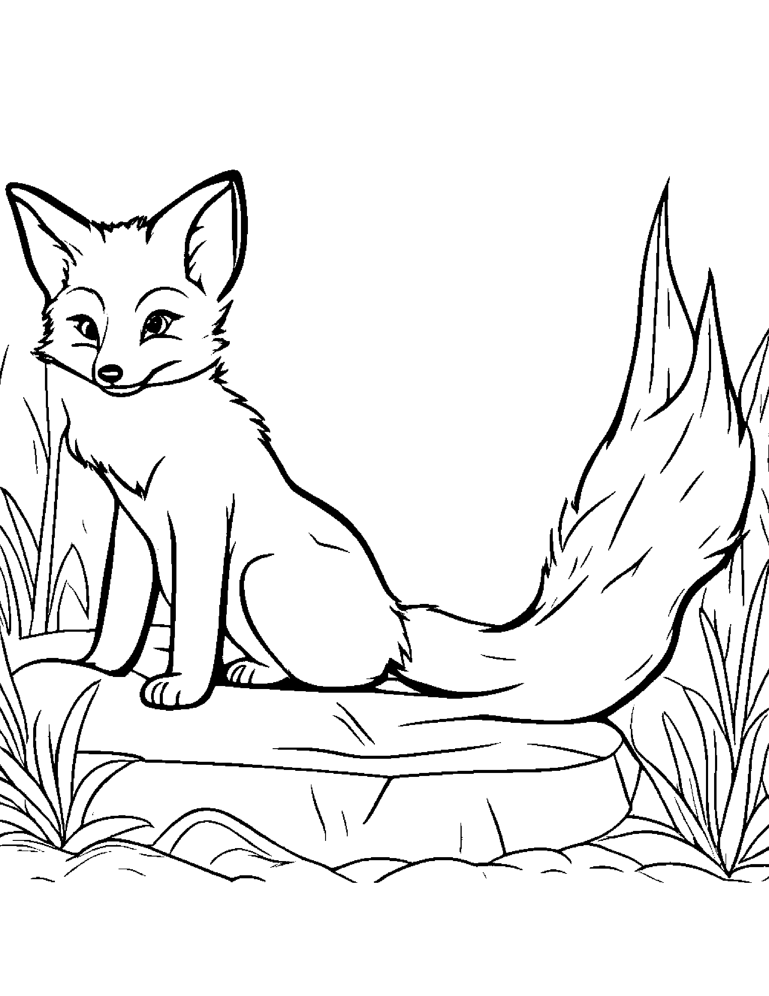 Cuddly Fox Sharing Beside A Sandbox #2 Coloring Page (Free Printable PDF)
