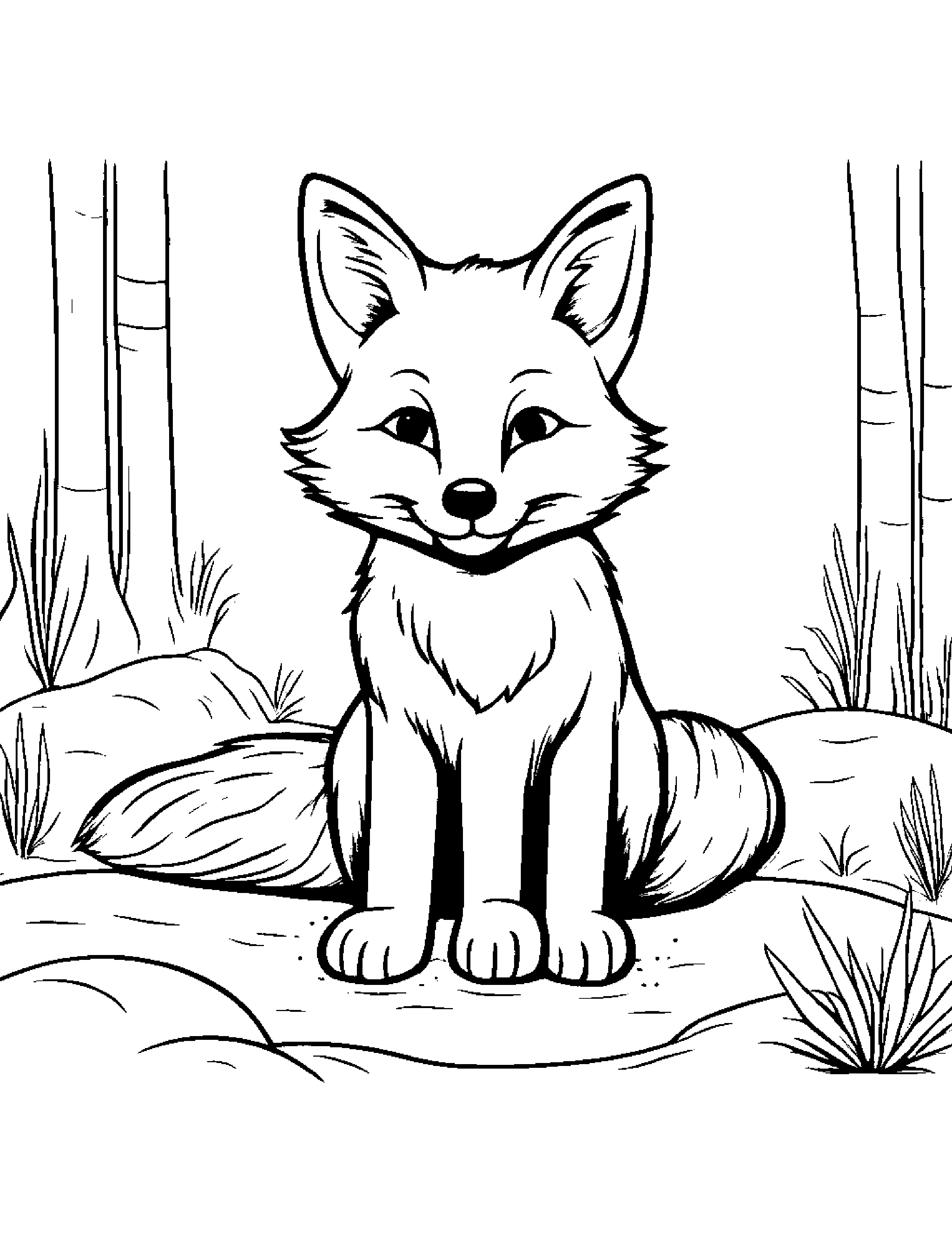 Cuddly Fox Sharing Beside A Sandbox #3 Coloring Page (Free Printable PDF)