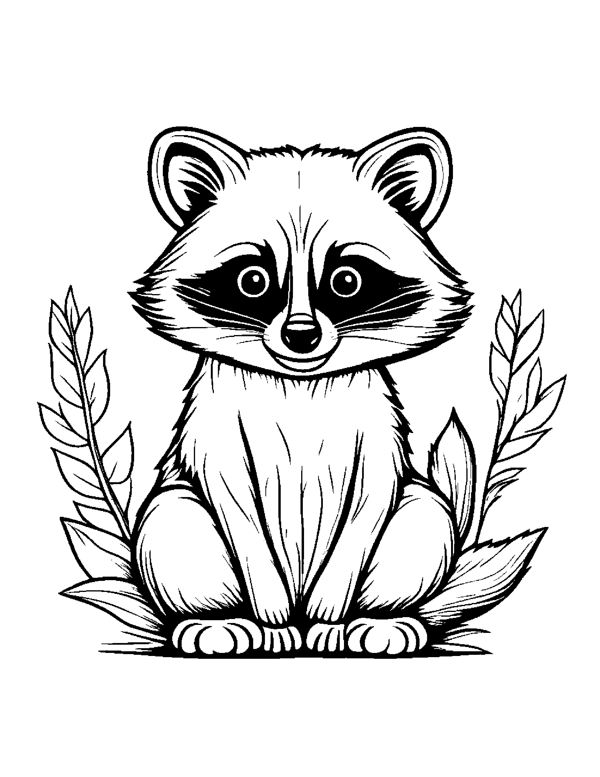 Cuddly Raccoon #2 Coloring Page (Free Printable PDF)