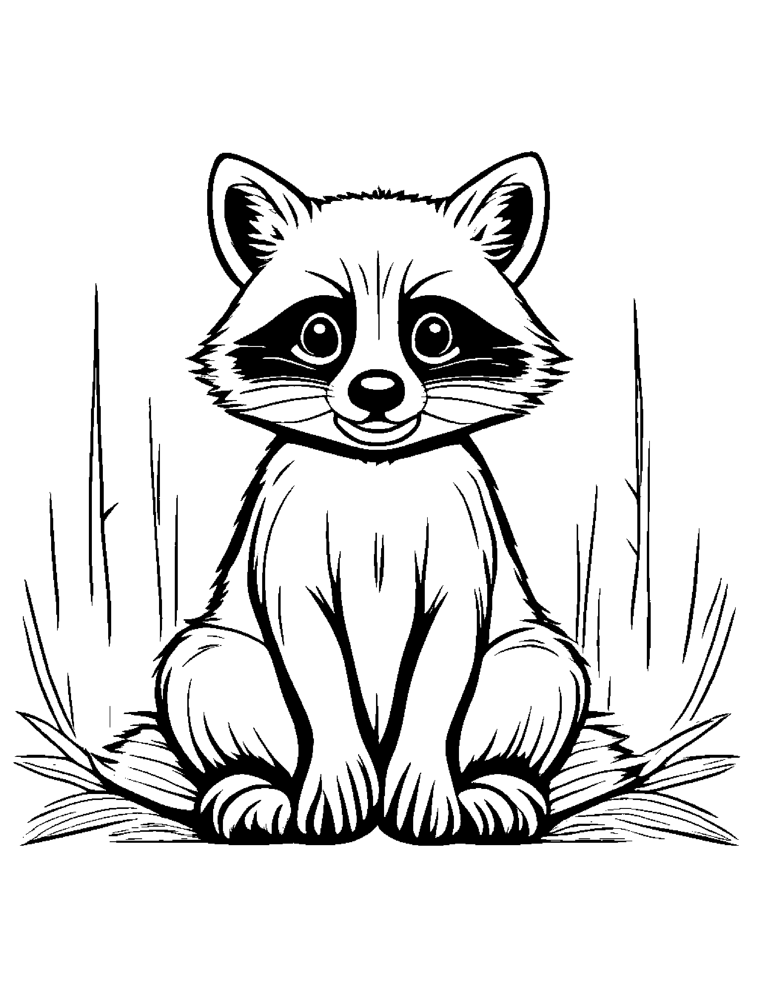 Cuddly Raccoon #3 Coloring Page (Free Printable PDF)
