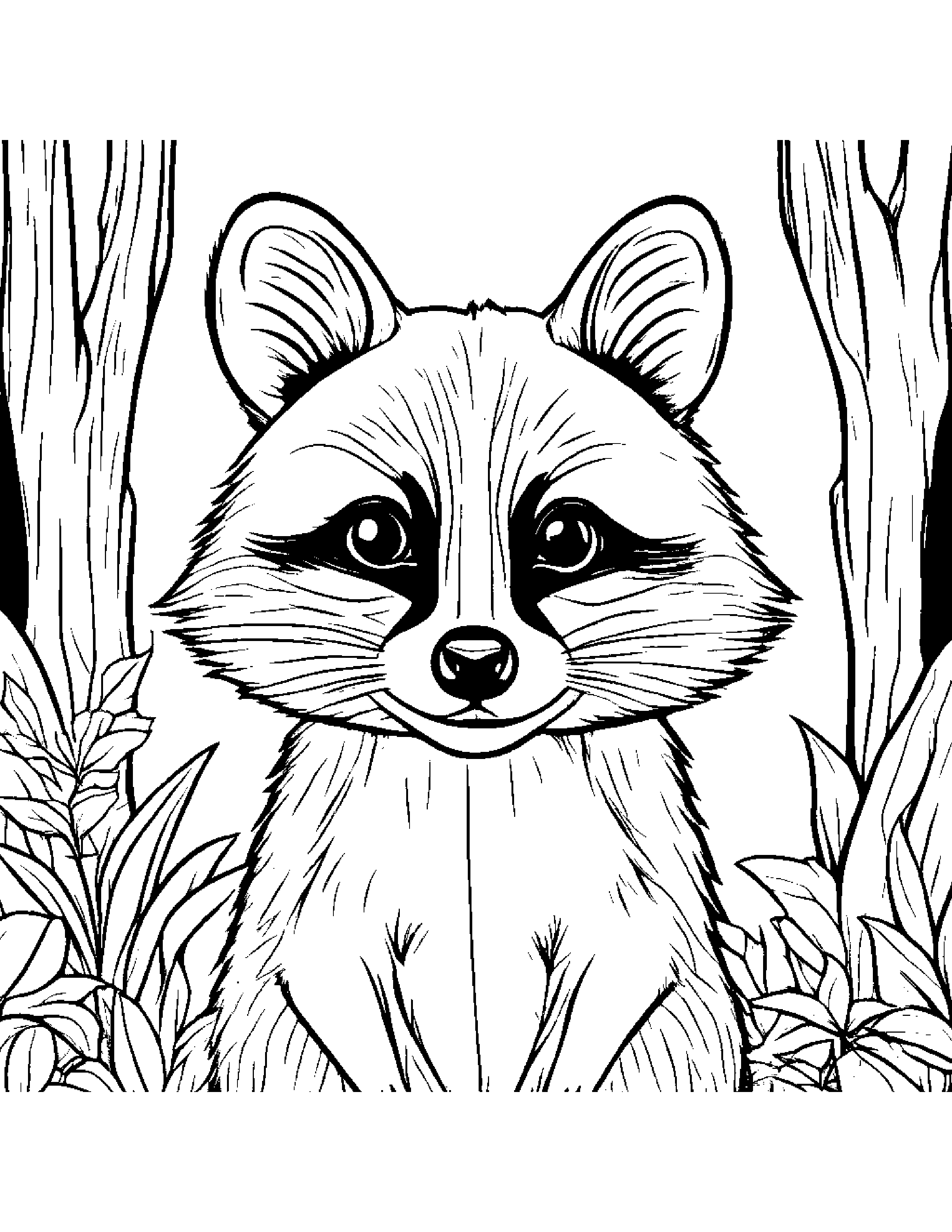 Cuddly Raccoon #4 Coloring Page (Free Printable PDF)