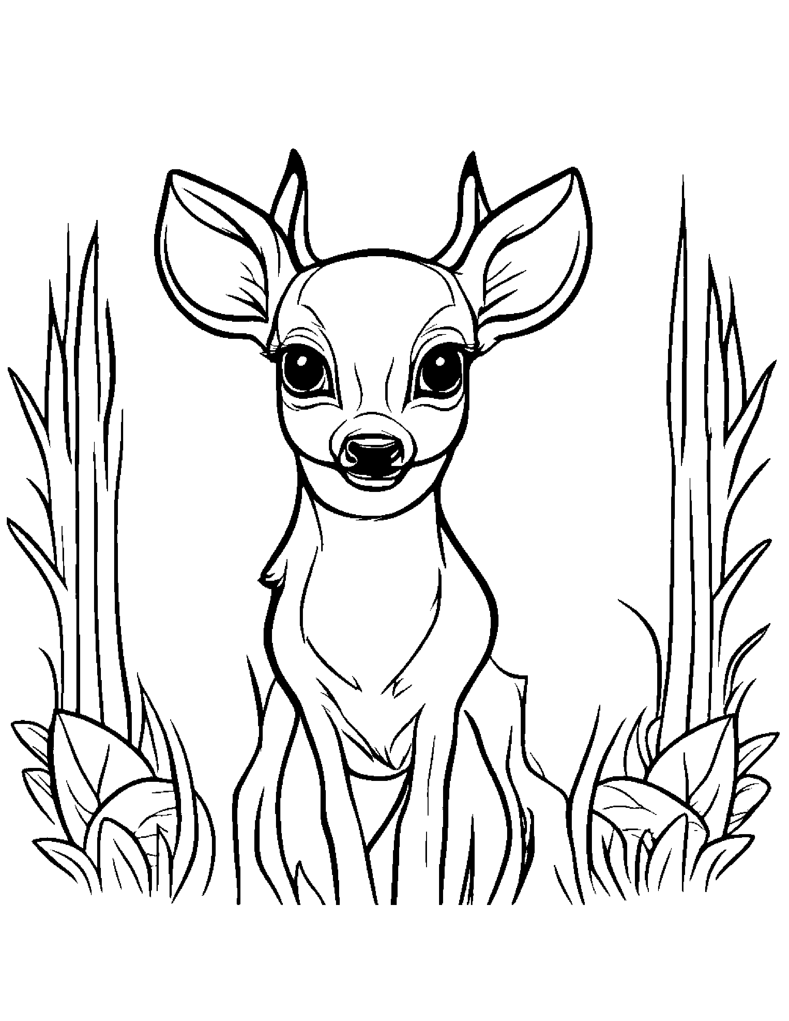 Deer Fawn Practicing Shapes #2 Coloring Page (Free Printable PDF)