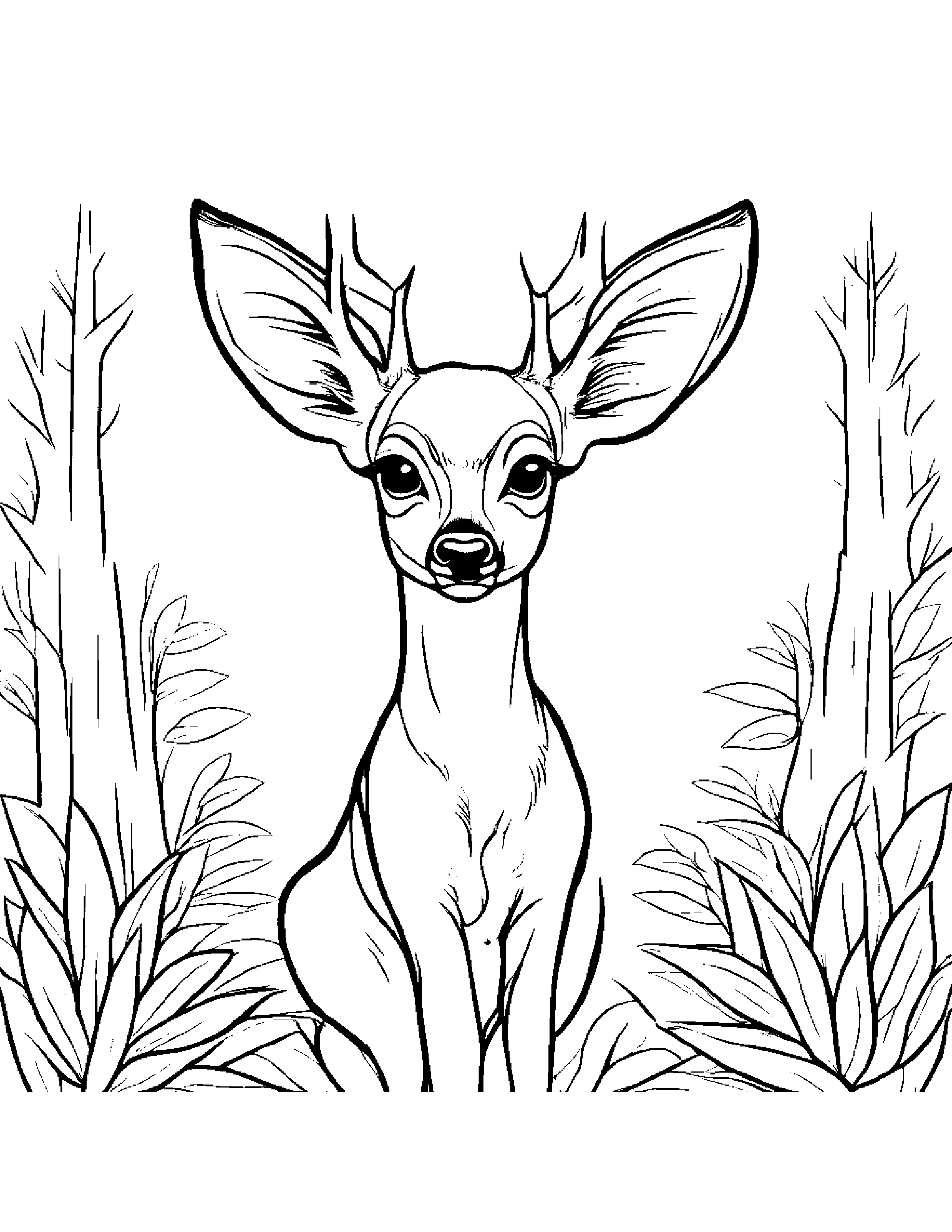 Deer Fawn Practicing Shapes Coloring Page (Free Printable PDF)