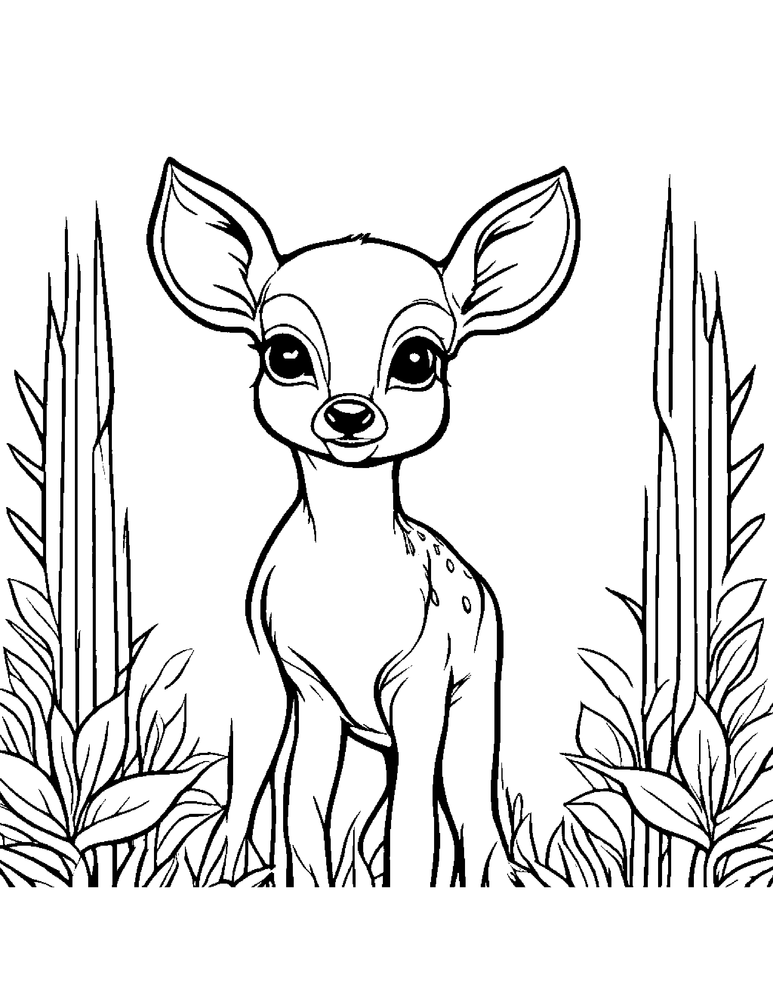 Deer Fawn Waving #2 Coloring Page (Free Printable PDF)