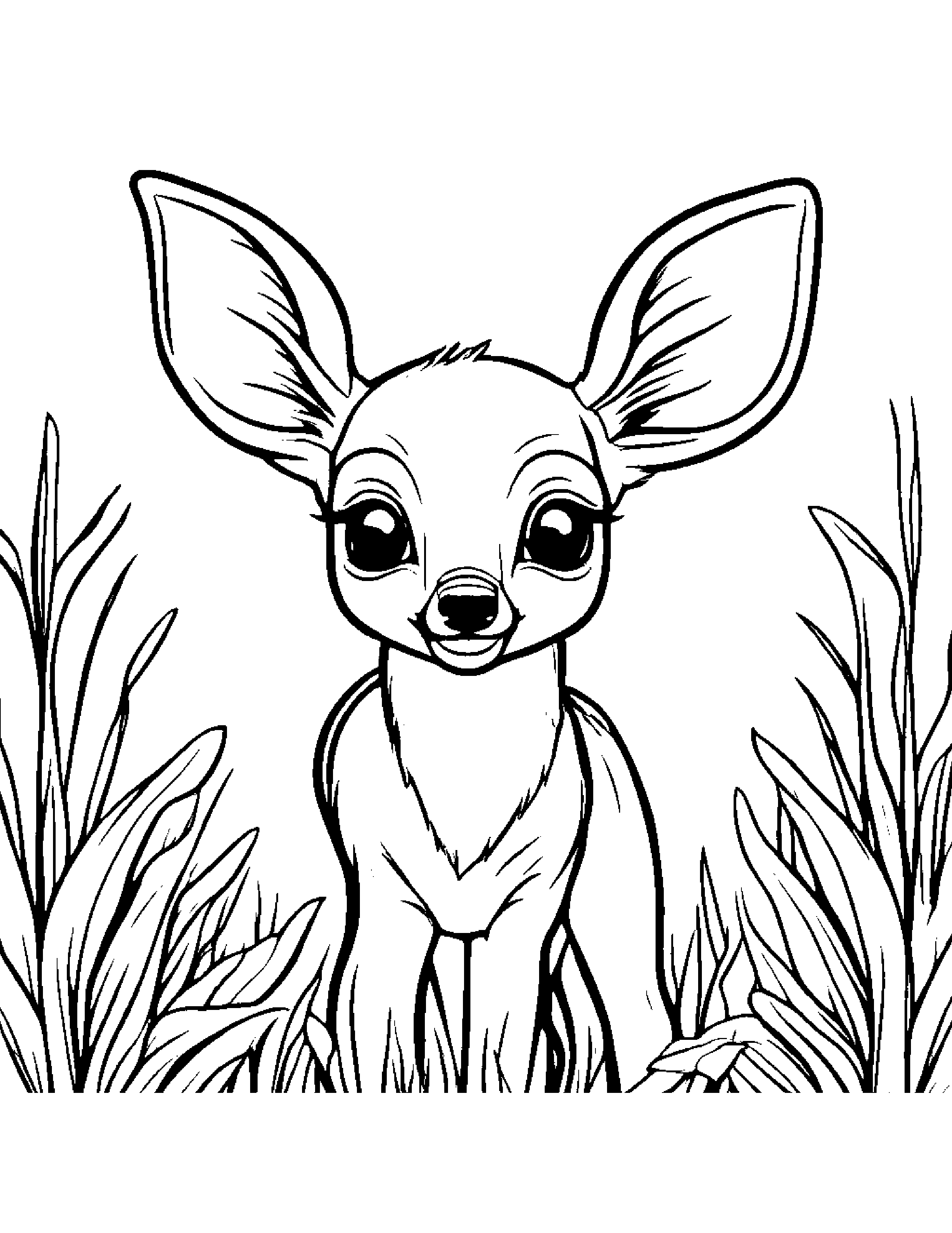 Deer Fawn Waving #3 Coloring Page (Free Printable PDF)