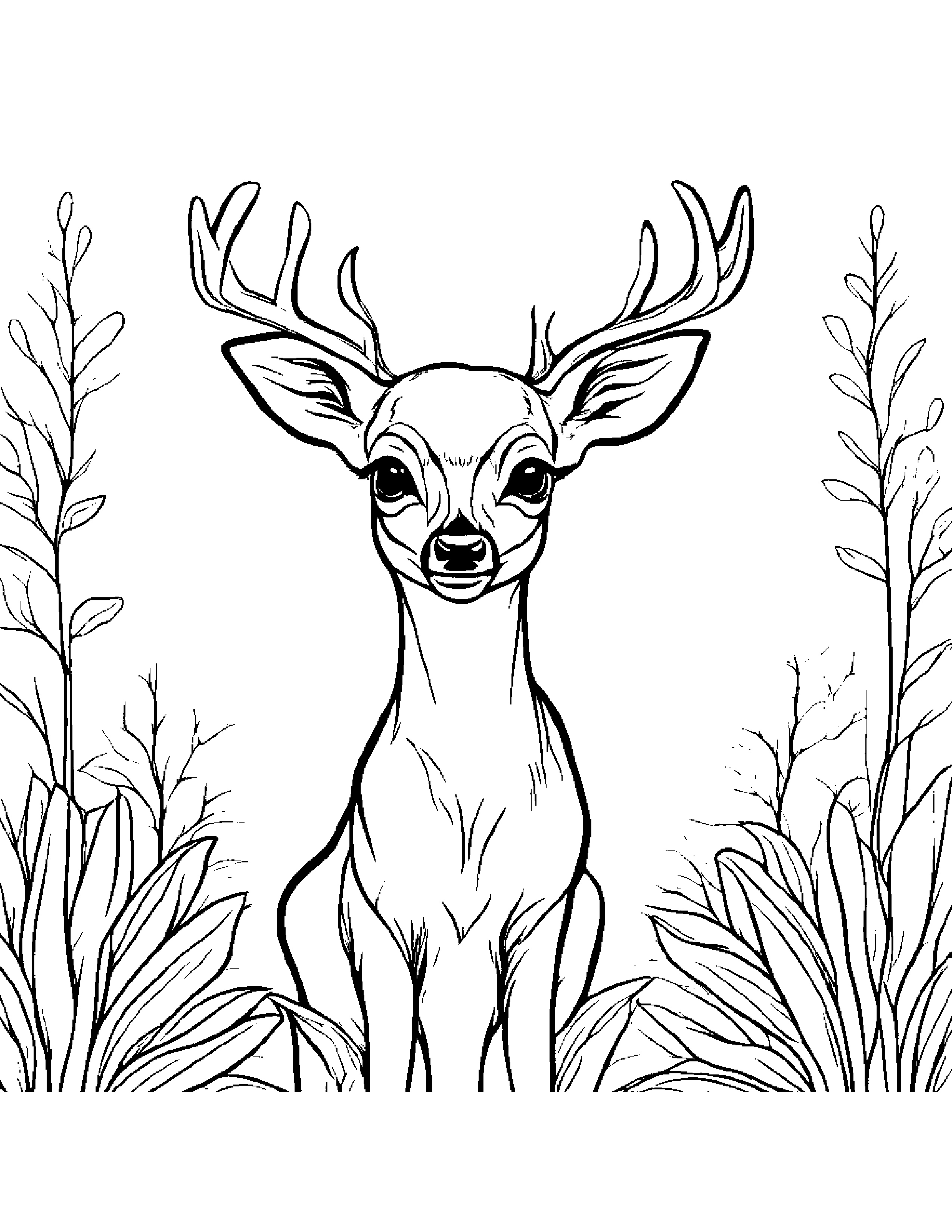 Deer Fawn Waving Coloring Page (Free Printable PDF)