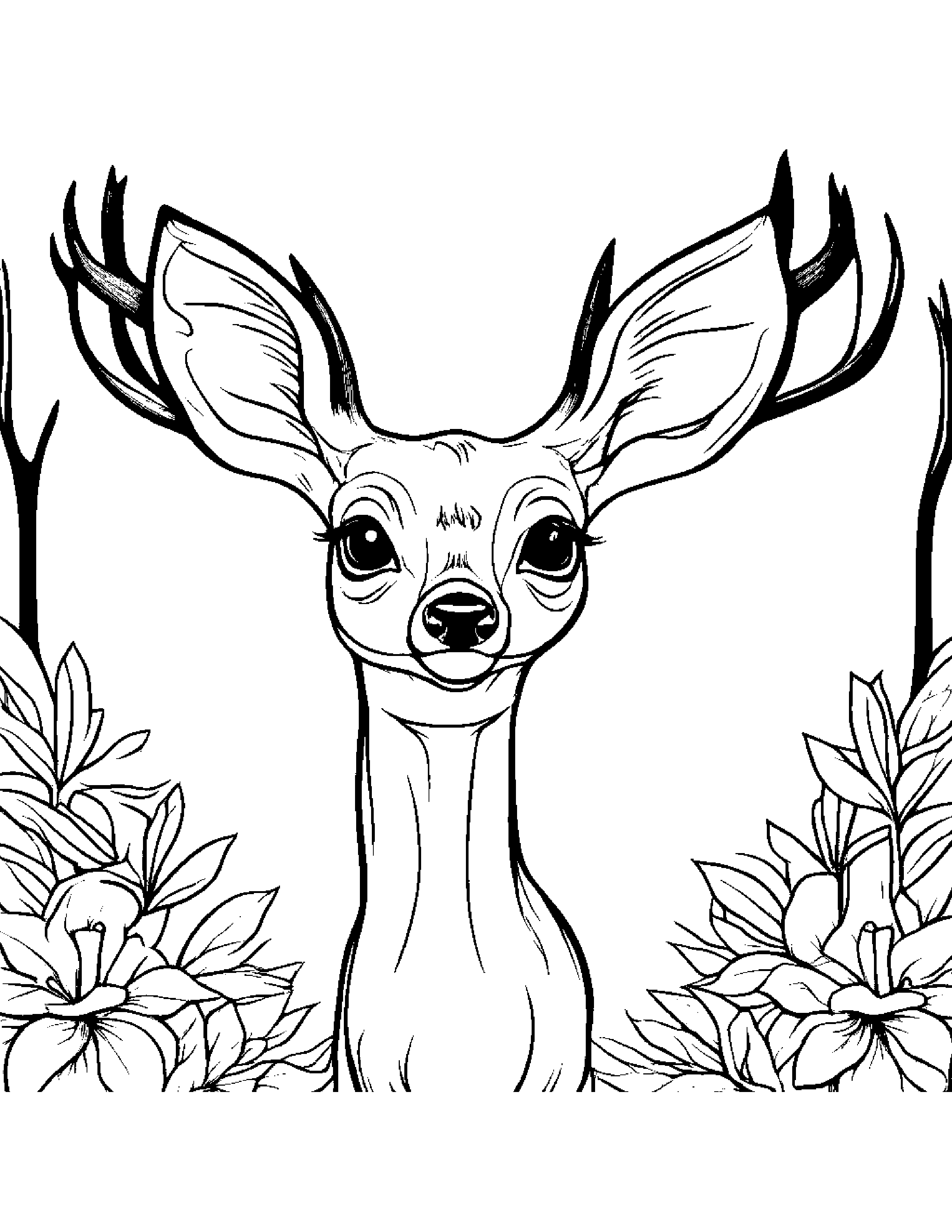 Deer Fawn With A Little Heart #3 Coloring Page (Free Printable PDF)