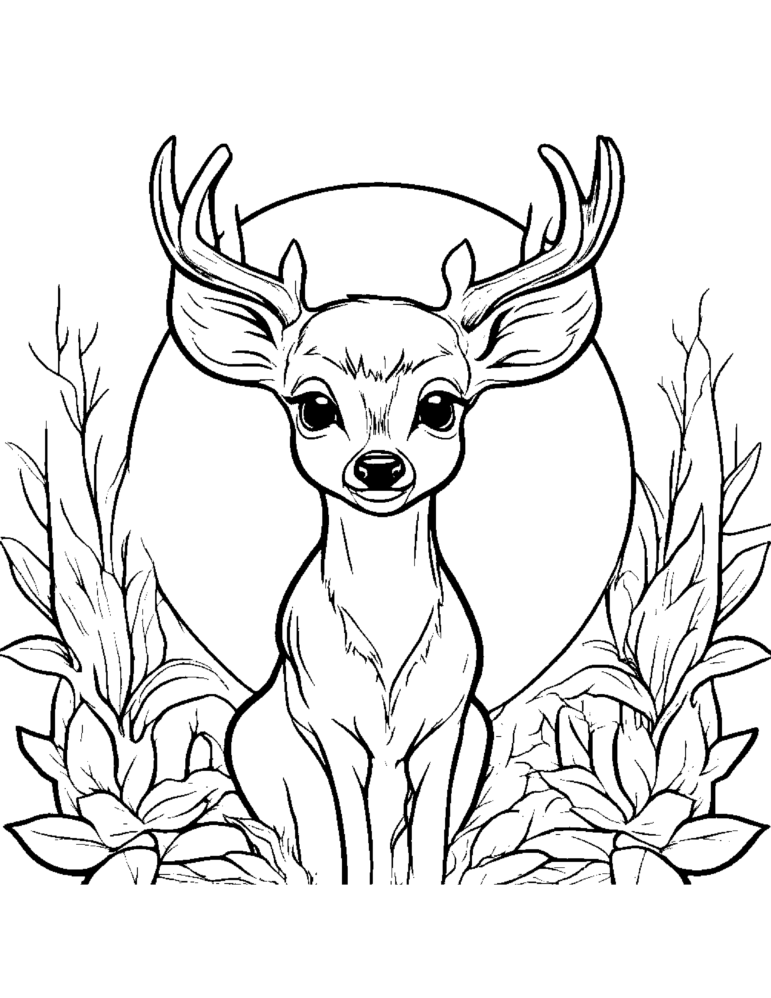 Deer Fawn With A Sunny Sticker #2 Coloring Page (Free Printable PDF)