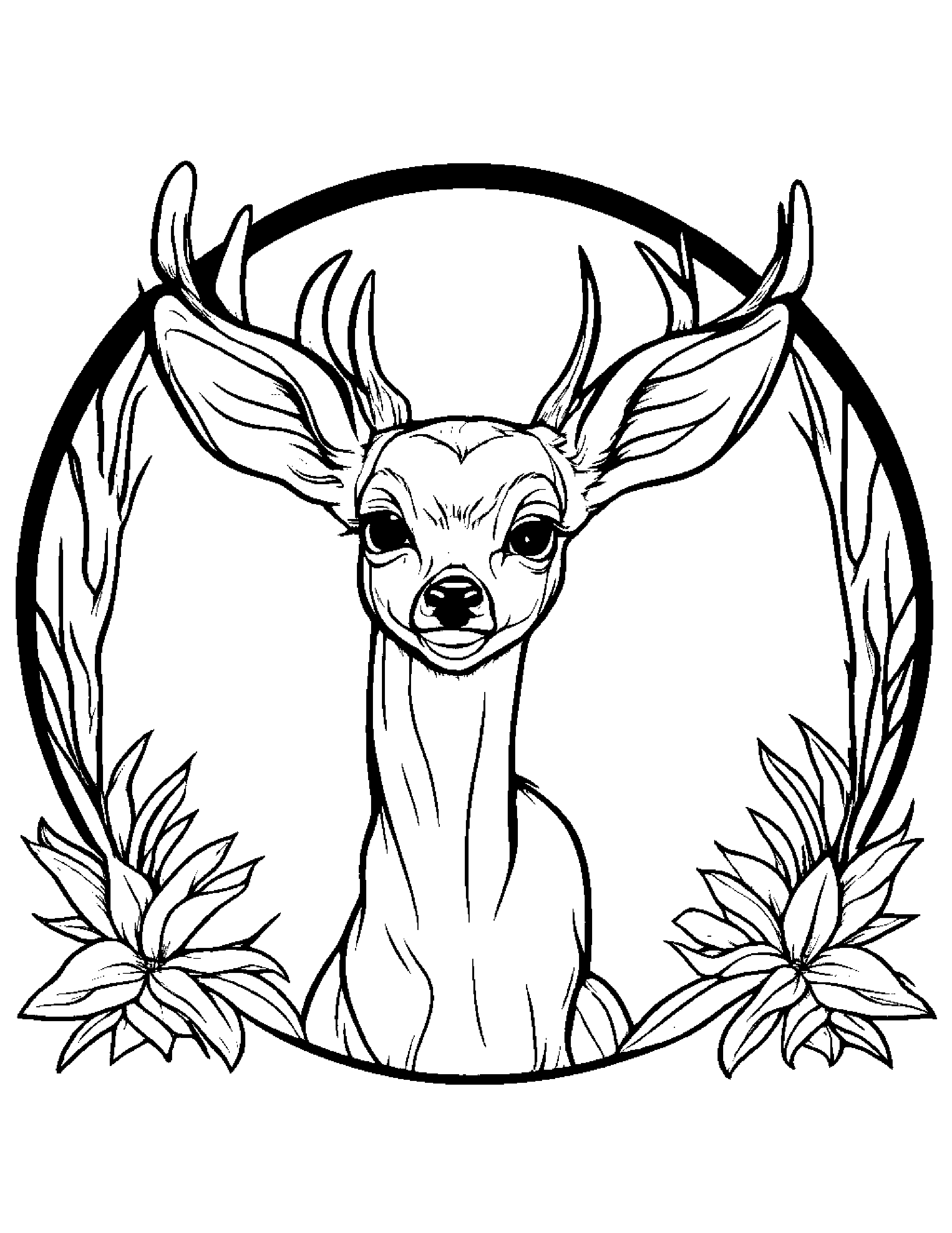 Deer Fawn With A Sunny Sticker #3 Coloring Page (Free Printable PDF)