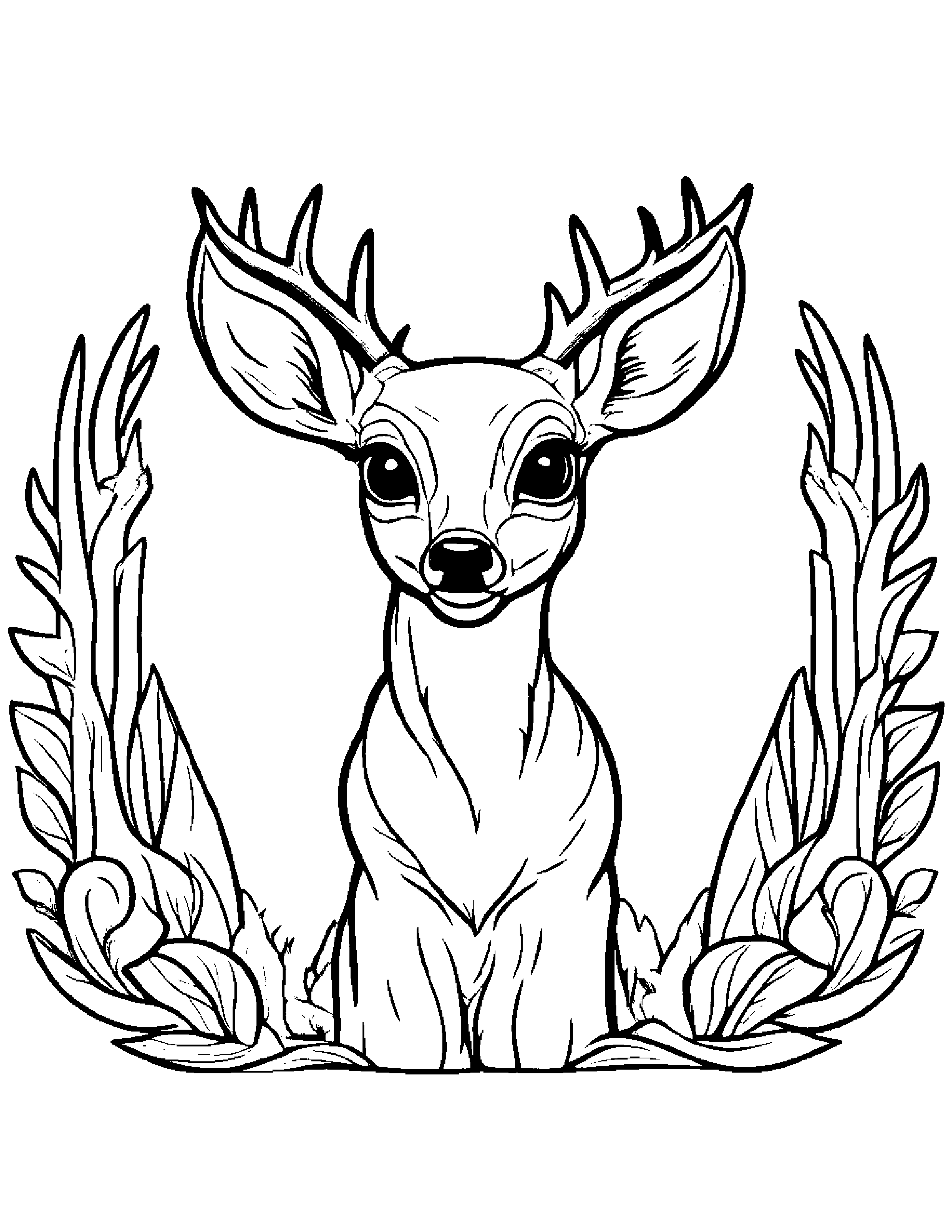 Deer Fawn With A Sunny Sticker Coloring Page (Free Printable PDF)