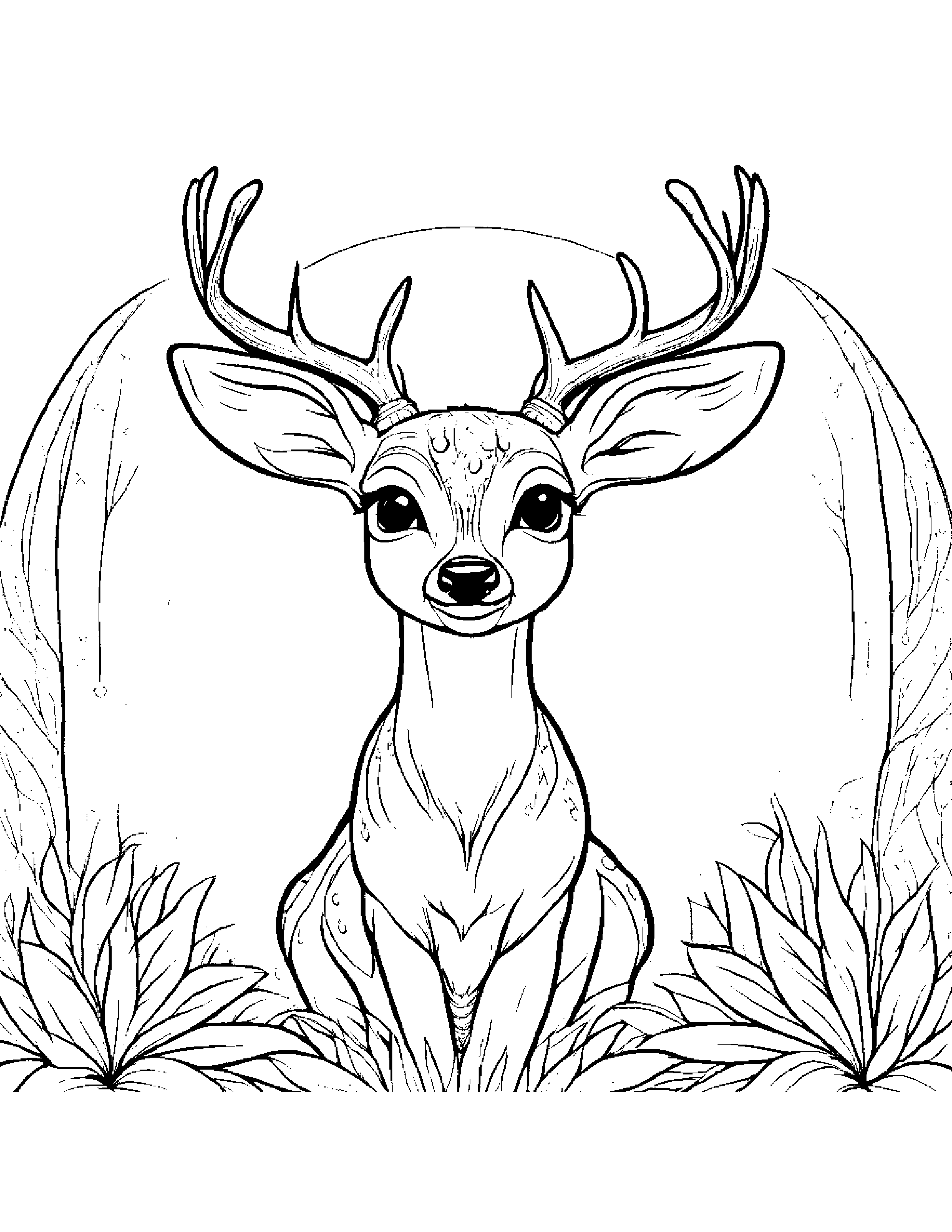 Deer Fawn With Sparkles On A Friendly Planet #2 Coloring Page (Free Printable PDF)