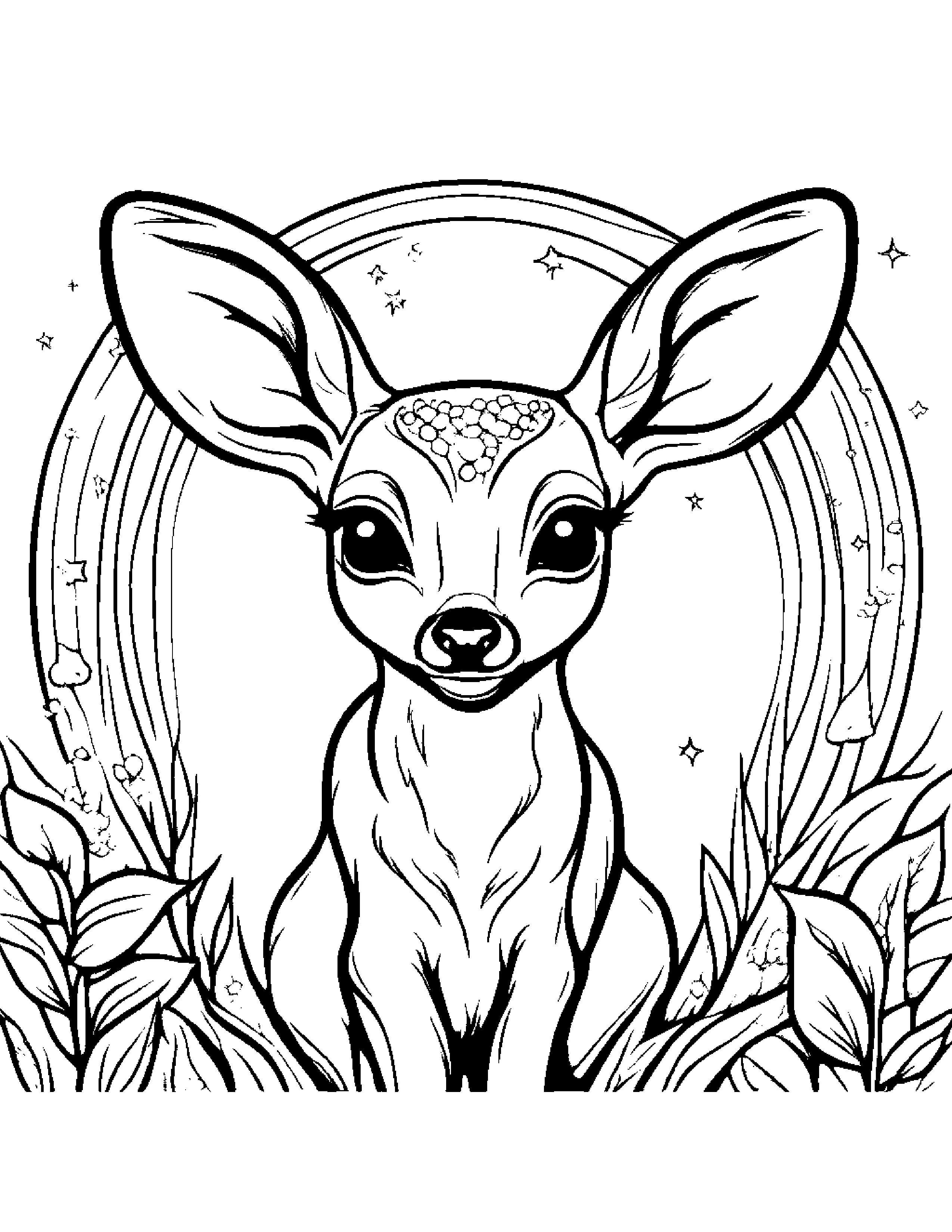 Deer Fawn With Sparkles On A Friendly Planet #3 Coloring Page (Free Printable PDF)