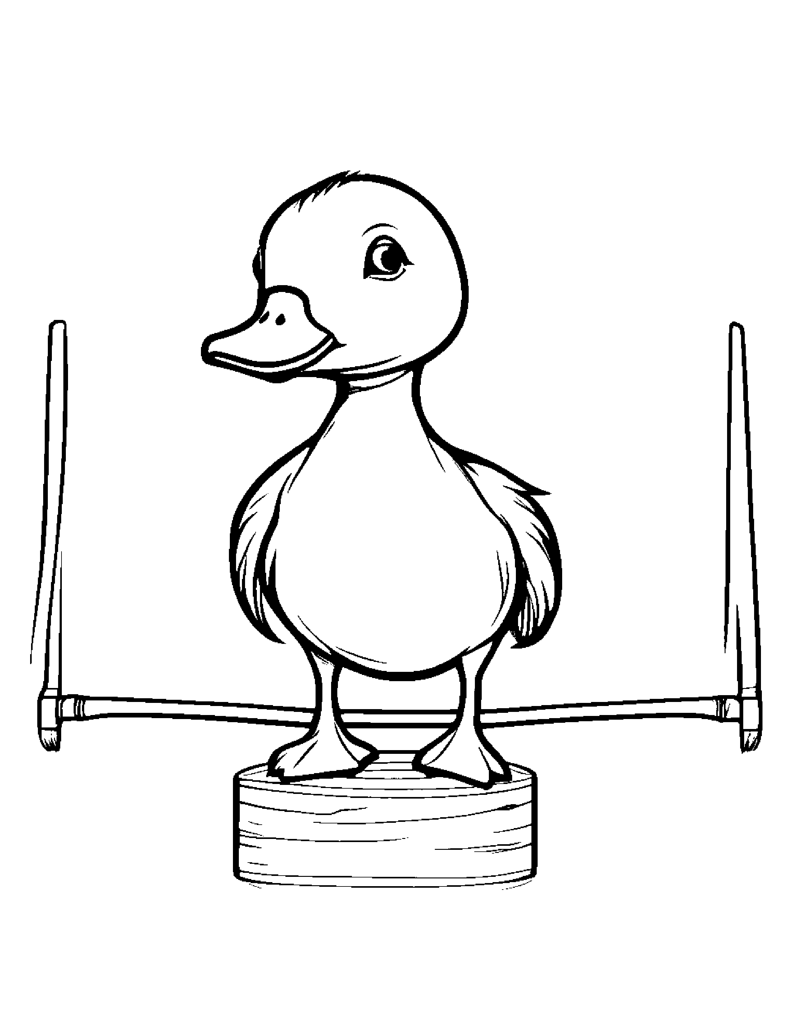 Duckling Balancing On A Line Coloring Page (Free Printable PDF)