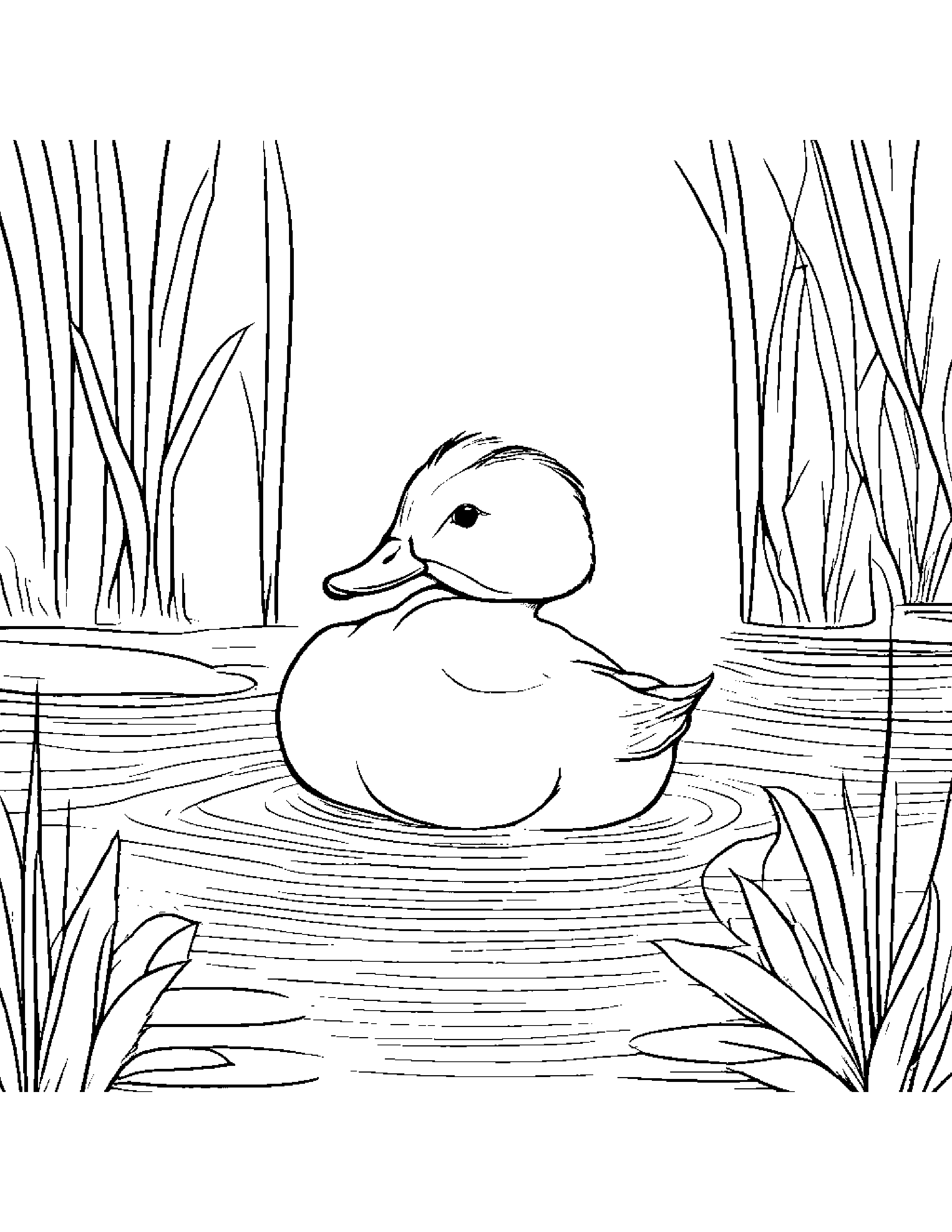 Duckling Playing Peekaboo #2 Coloring Page (Free Printable PDF)