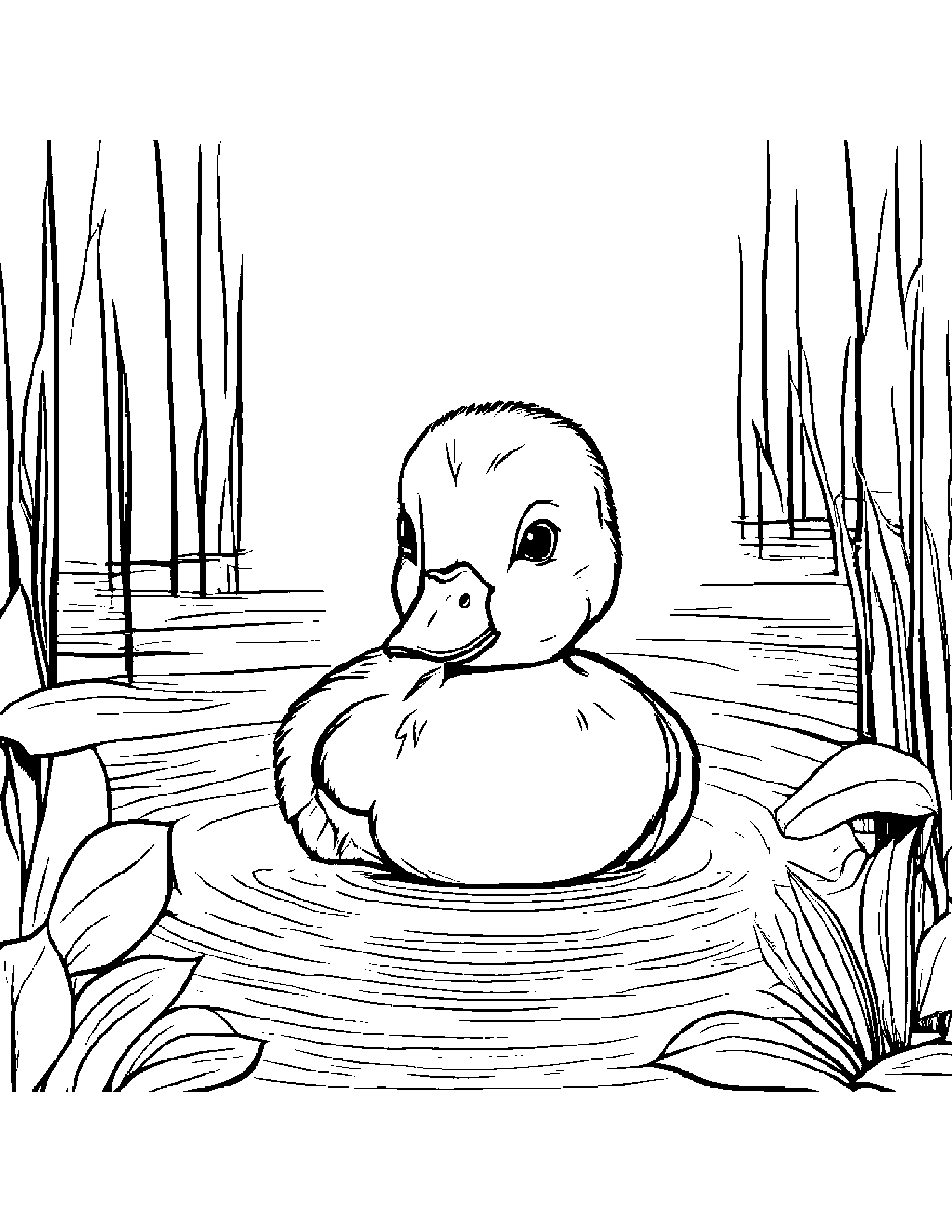 Duckling Playing Peekaboo #3 Coloring Page (Free Printable PDF)