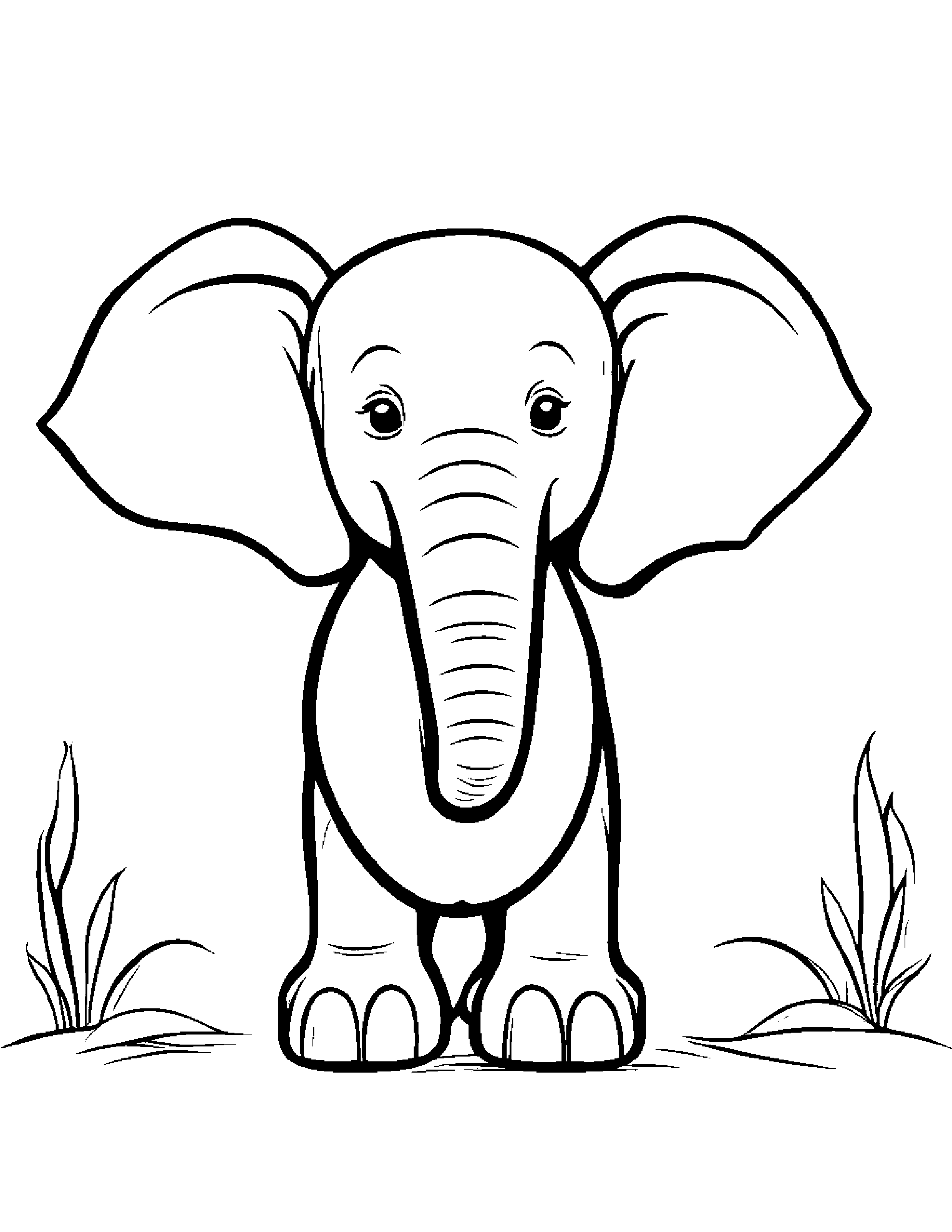 Elephant Calf Playing Pat-A-Cake #2 Coloring Page (Free Printable PDF)
