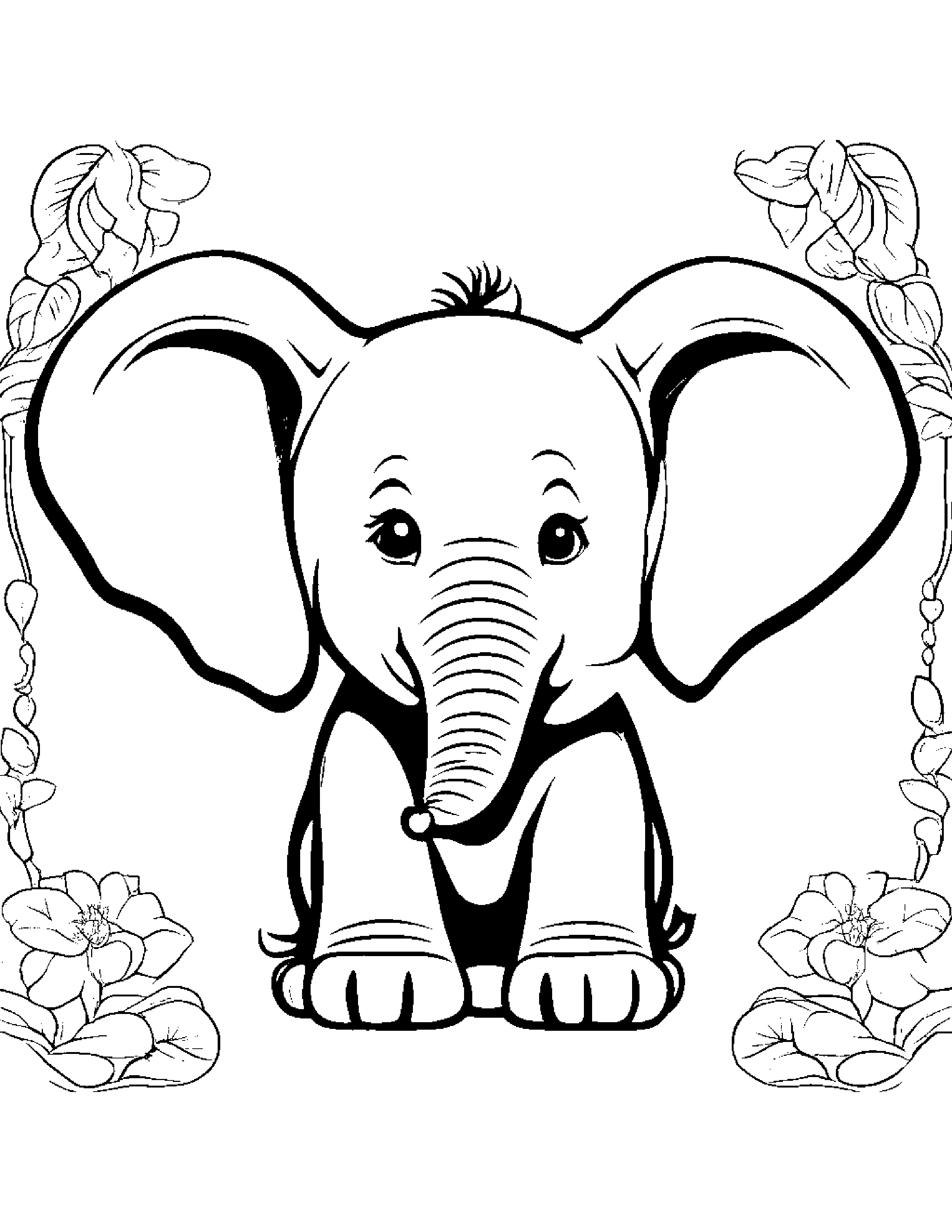 Elephant Calf Playing Pat-A-Cake #5 Coloring Page (Free Printable PDF)