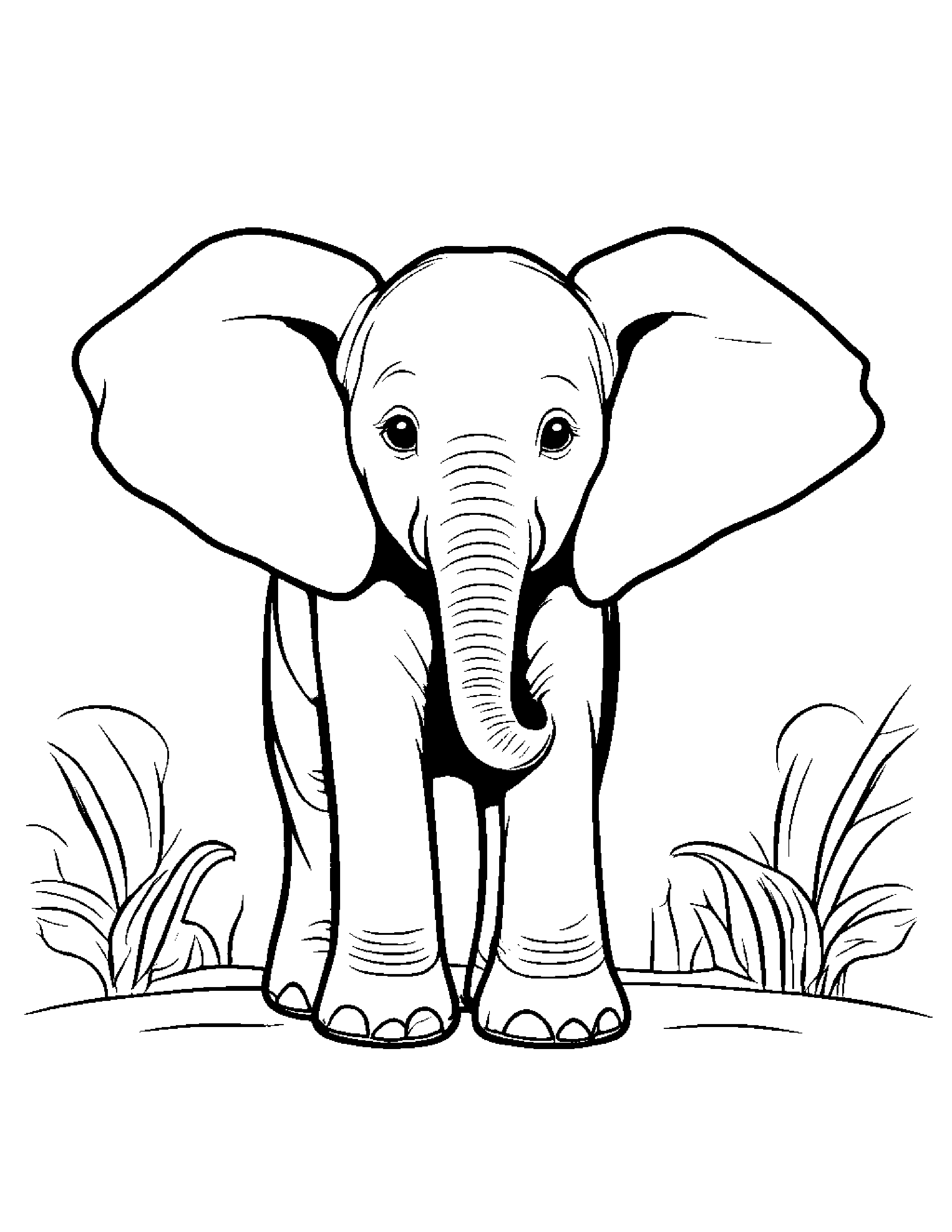 Elephant Calf With A Sunny Sticker #3 Coloring Page (Free Printable PDF)