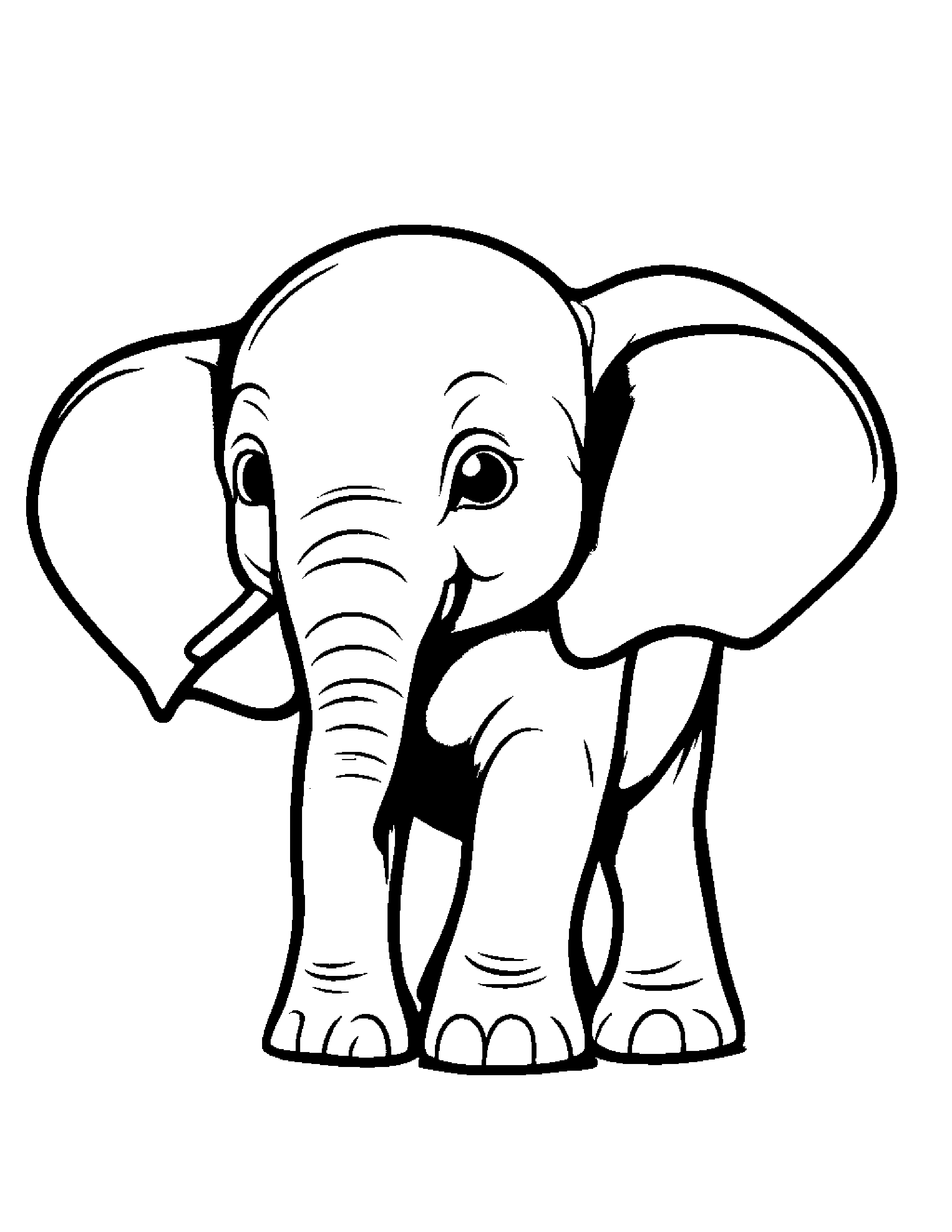 Elephant Calf With A Sunny Sticker #4 Coloring Page (Free Printable PDF)