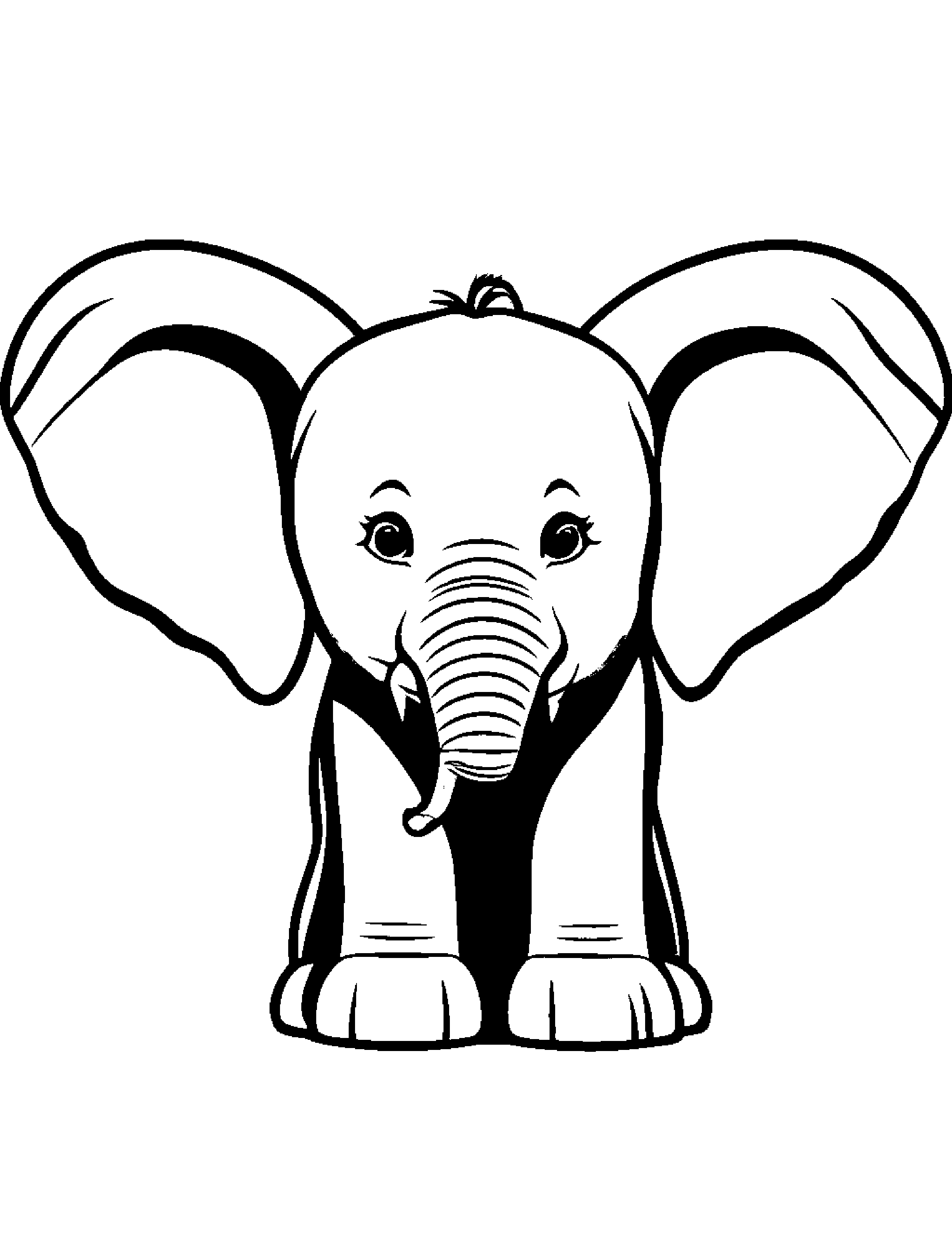 Elephant Calf With A Sunny Sticker #5 Coloring Page (Free Printable PDF)