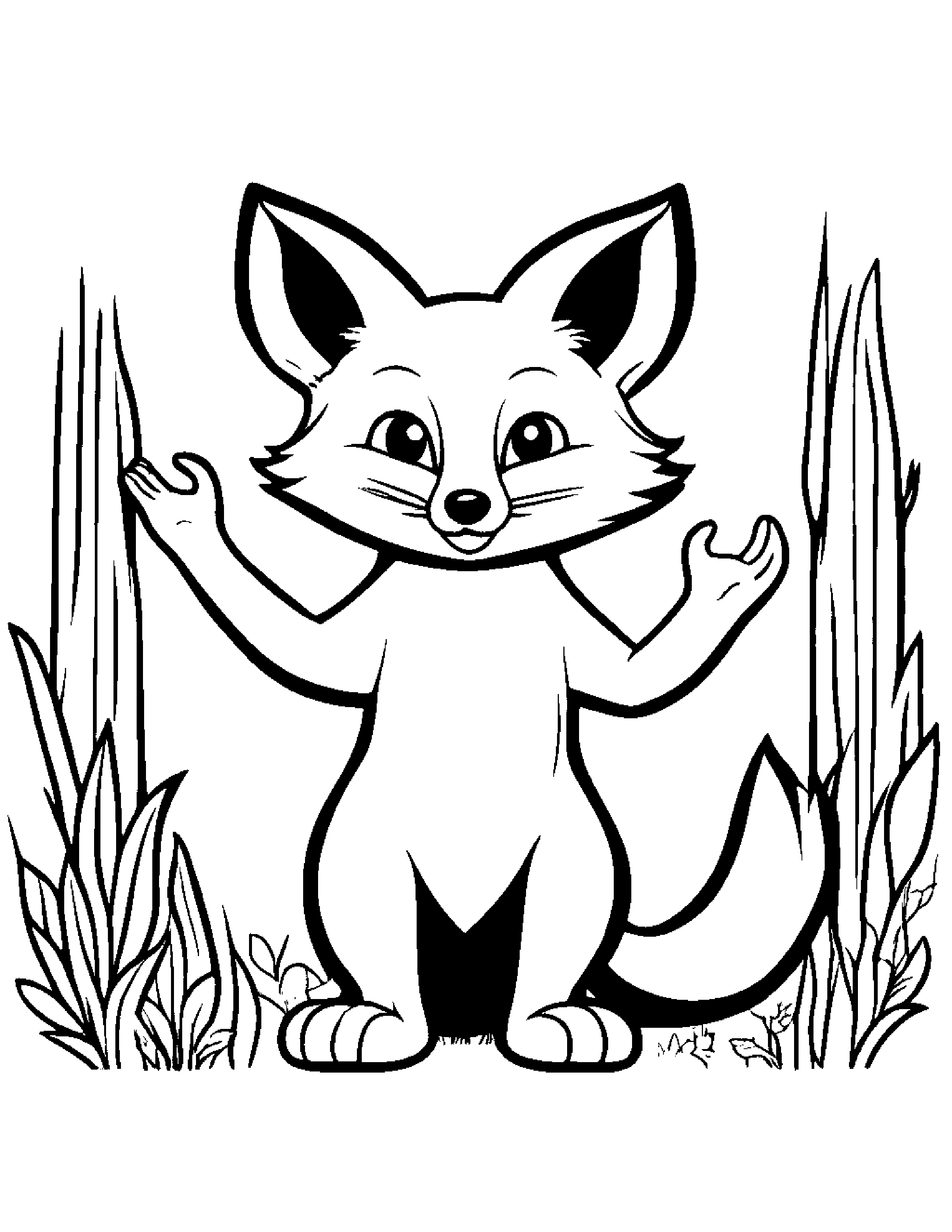 Fox Giving A High Five #2 Coloring Page (Free Printable PDF)