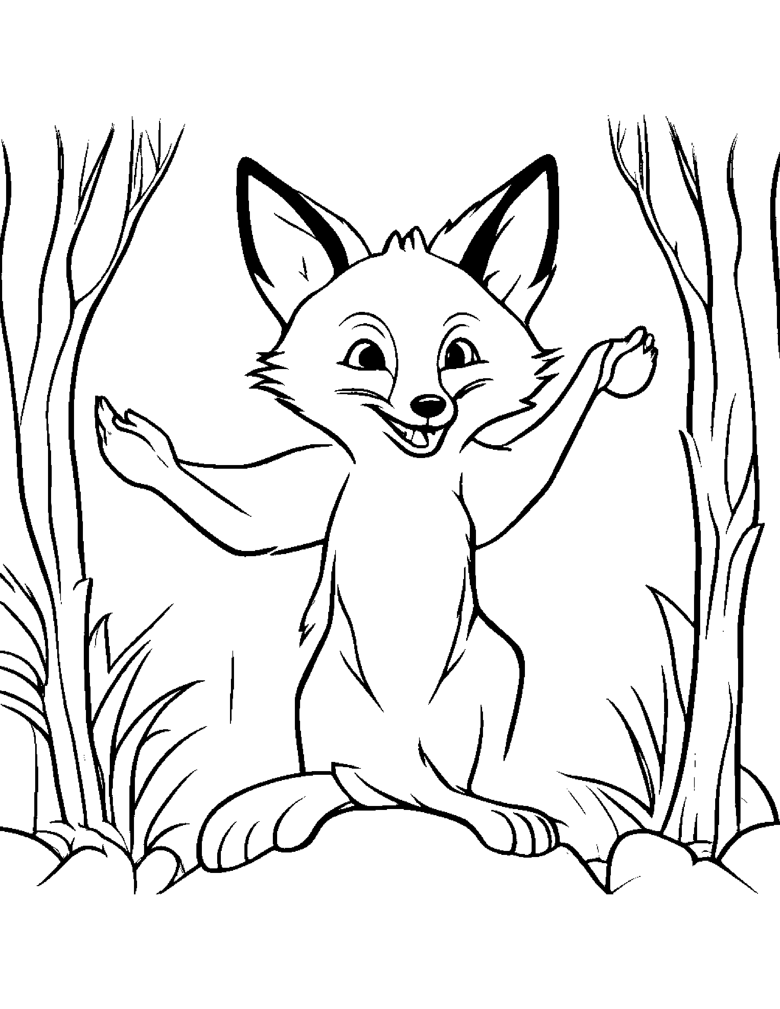 Fox Giving A High Five #3 Coloring Page (Free Printable PDF)