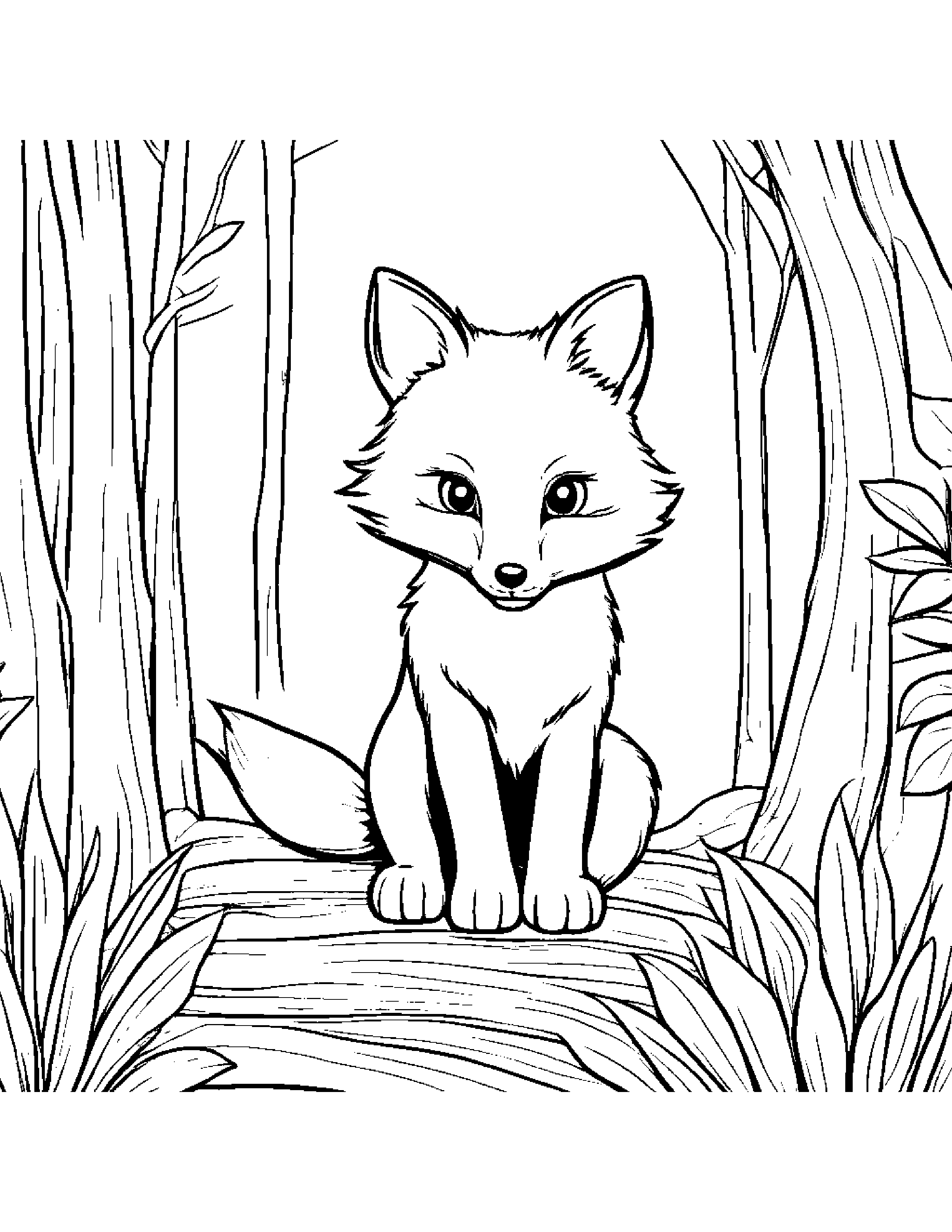 Fox Playing Hide-And-Seek Coloring Page (Free Printable PDF)