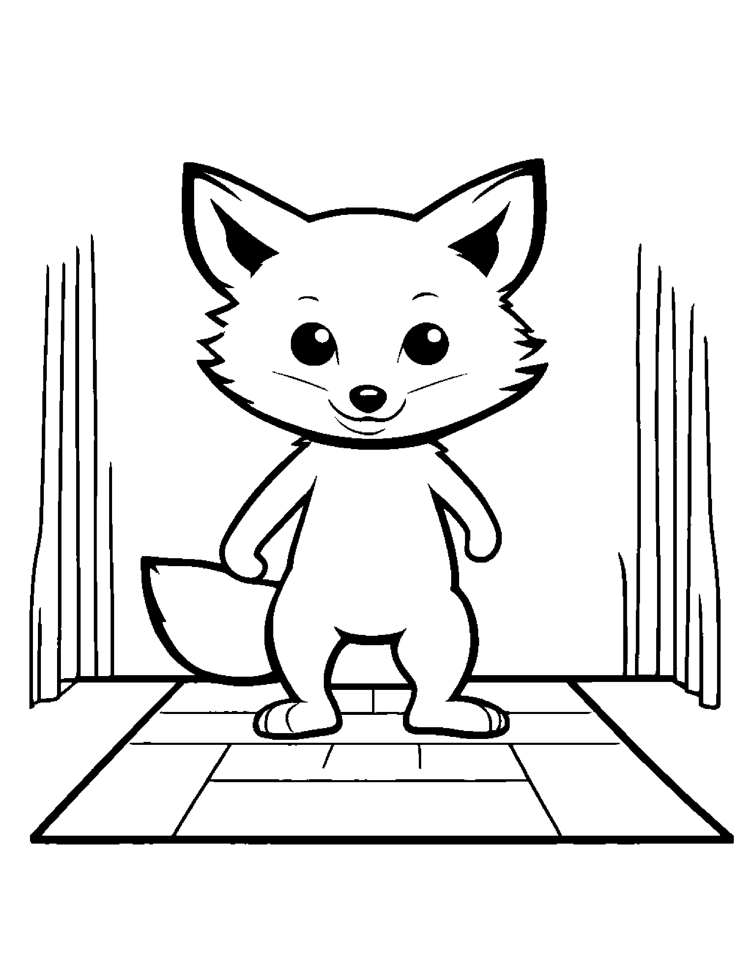 Fox Playing Hopscotch #2 Coloring Page (Free Printable PDF)