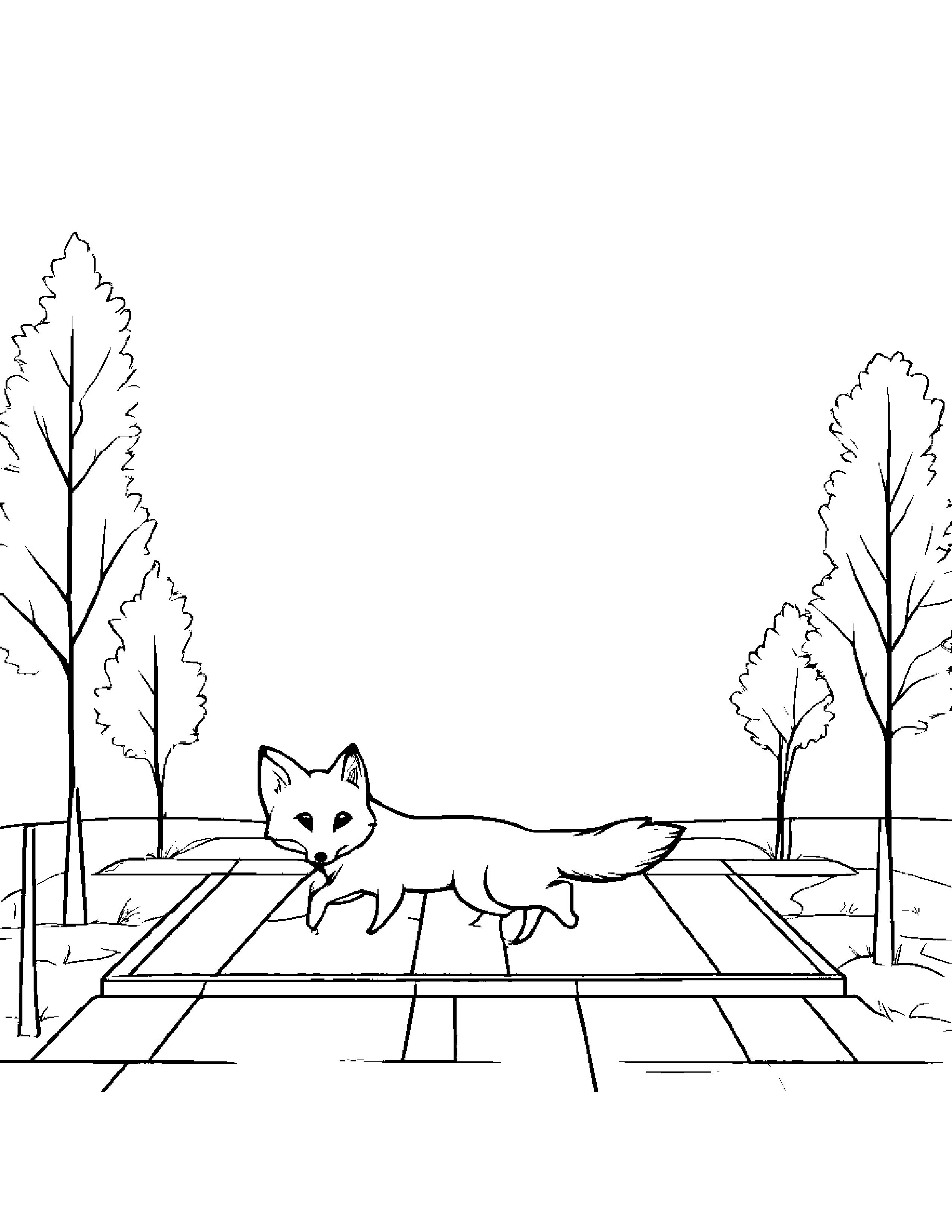 Fox Playing Hopscotch #3 Coloring Page (Free Printable PDF)