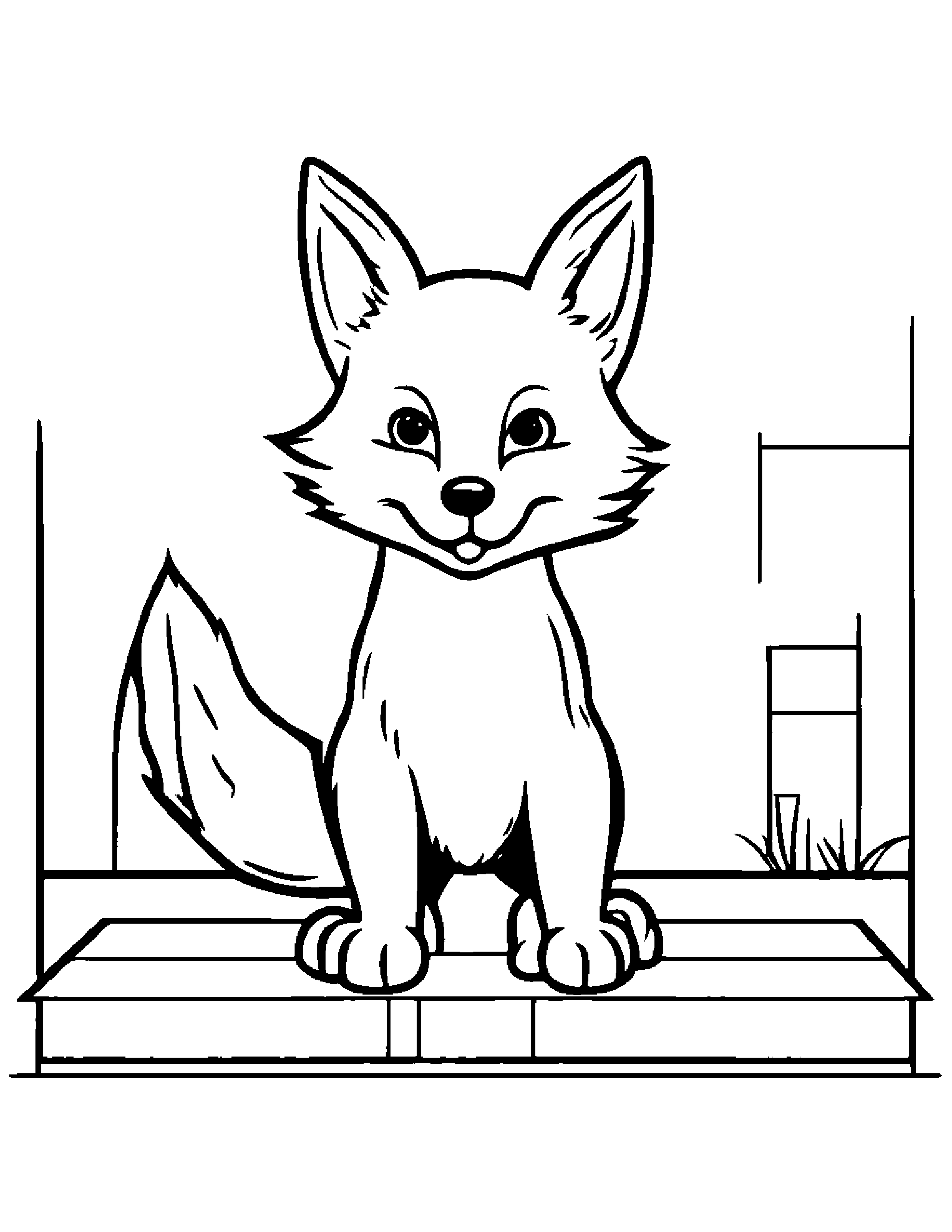 Fox Playing Hopscotch #4 Coloring Page (Free Printable PDF)