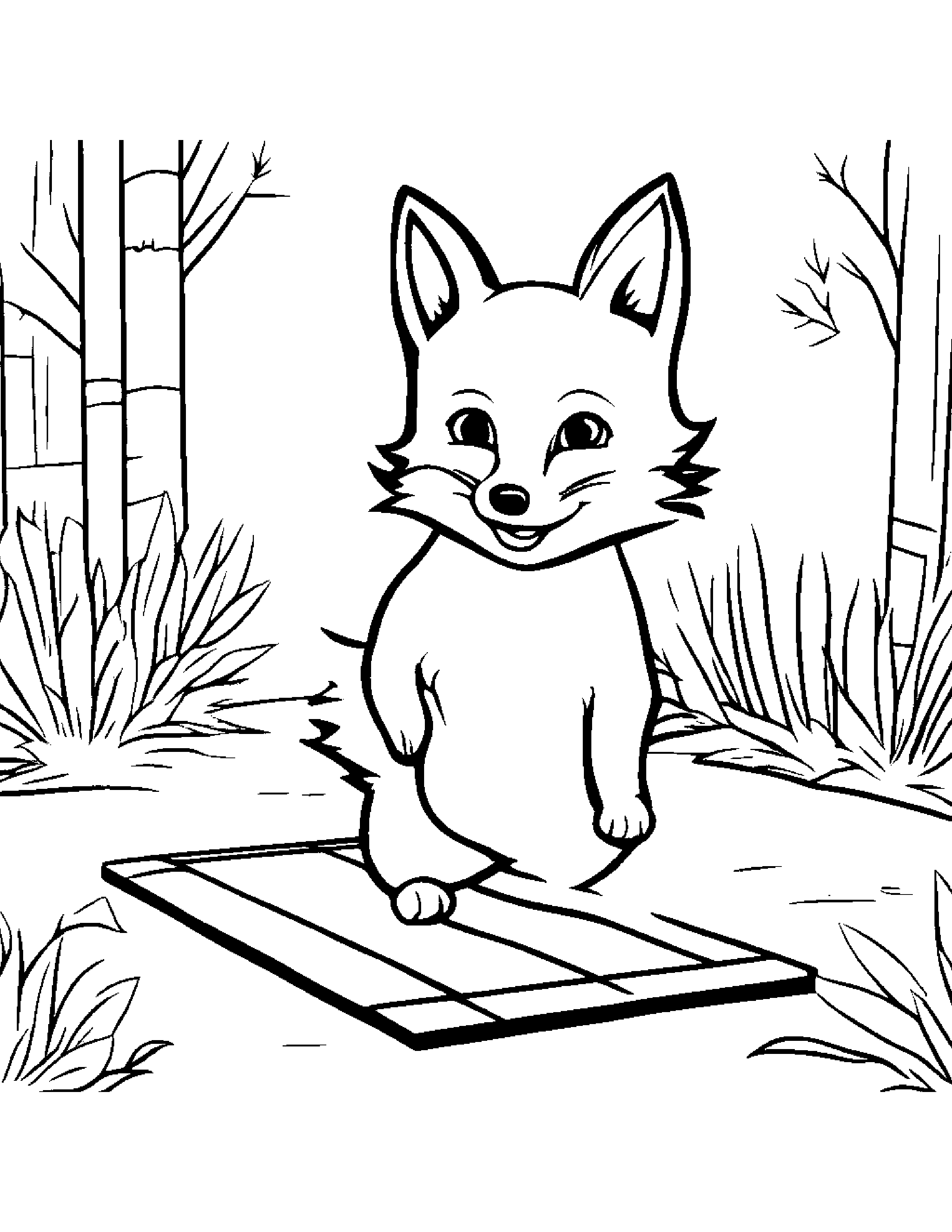 Fox Playing Hopscotch #5 Coloring Page (Free Printable PDF)
