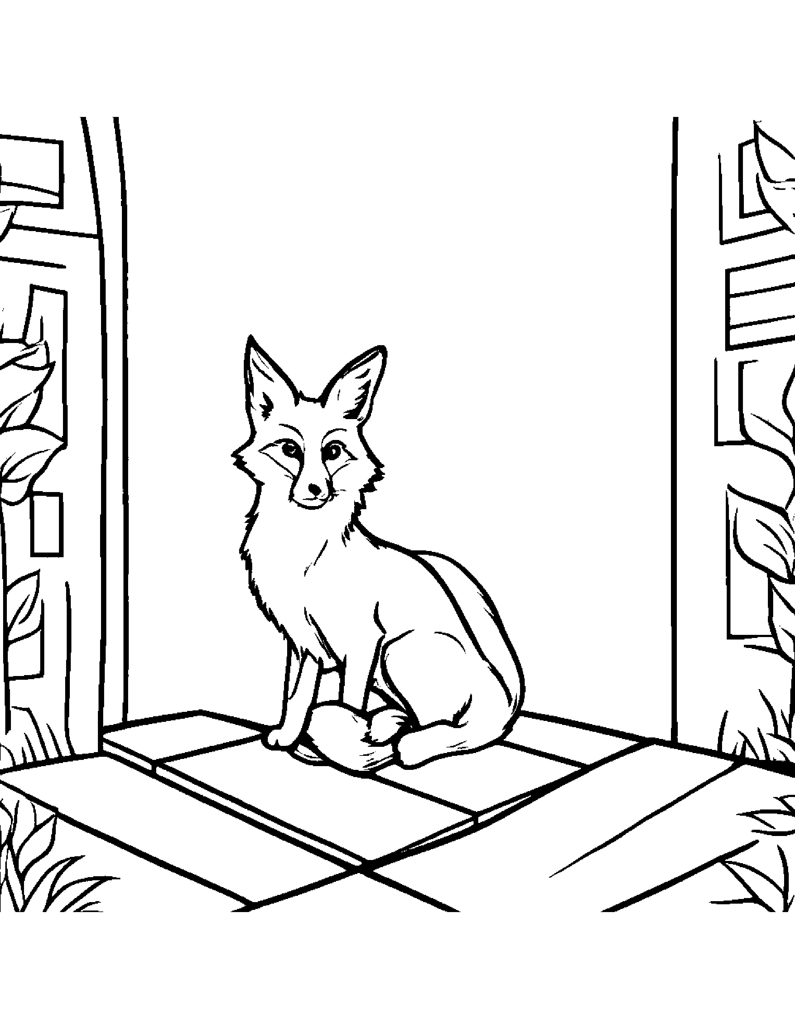 Fox Playing Hopscotch Coloring Page (Free Printable PDF)