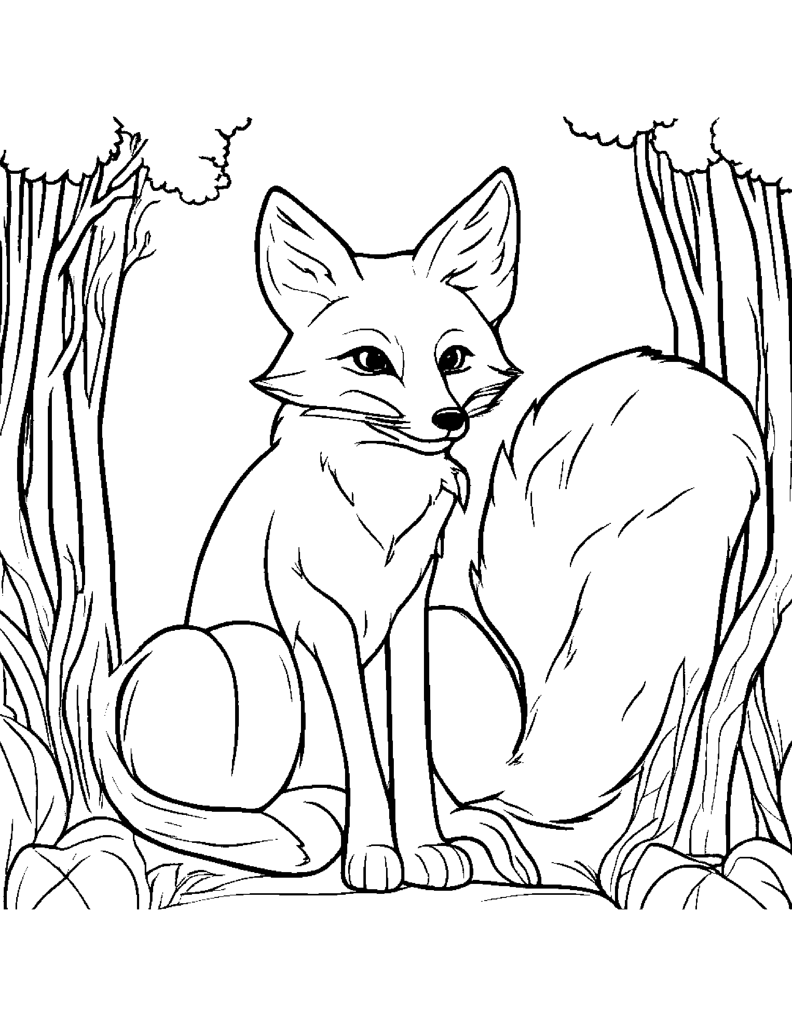 Fox Waving #3 Coloring Page (Free Printable PDF)