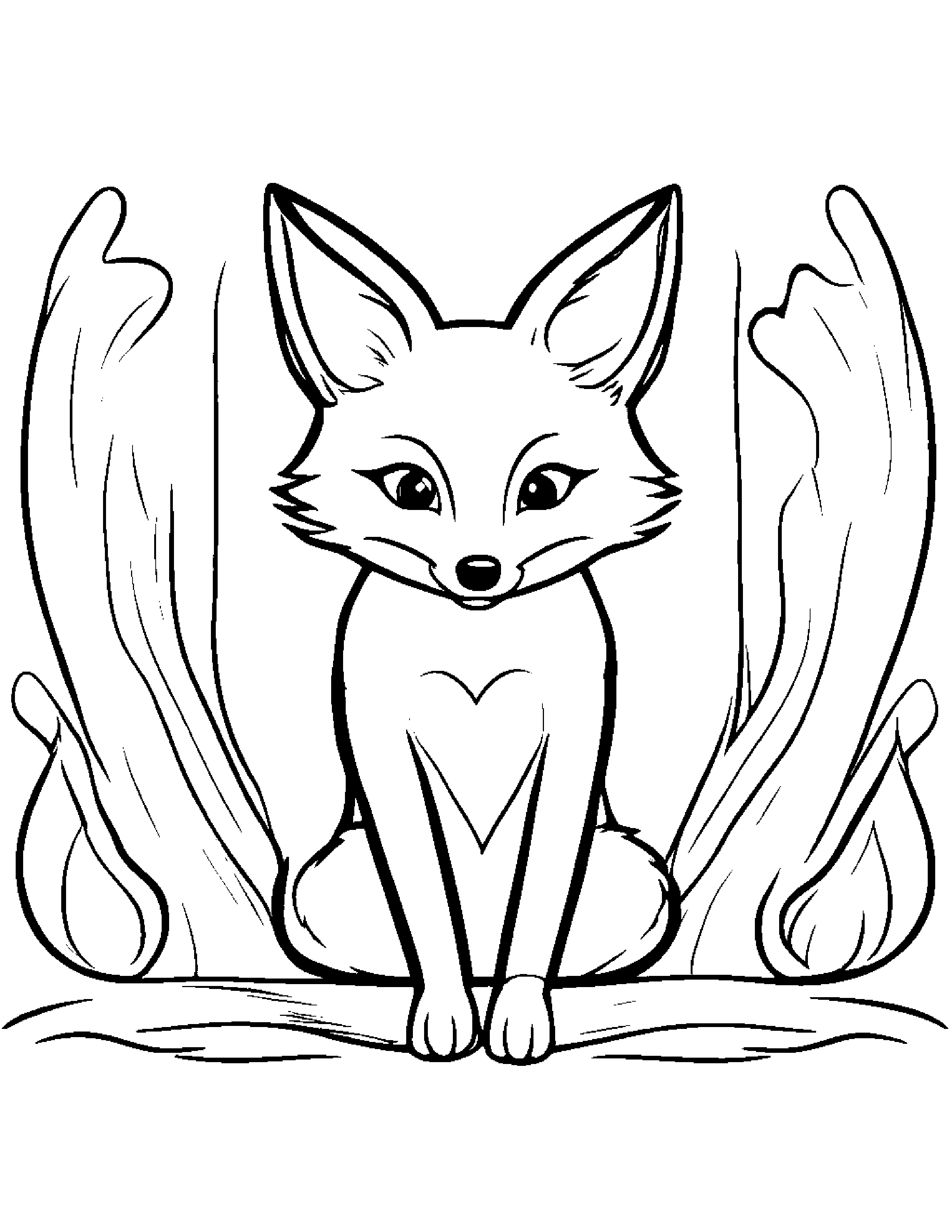 Fox With A Little Heart #2 Coloring Page (Free Printable PDF)