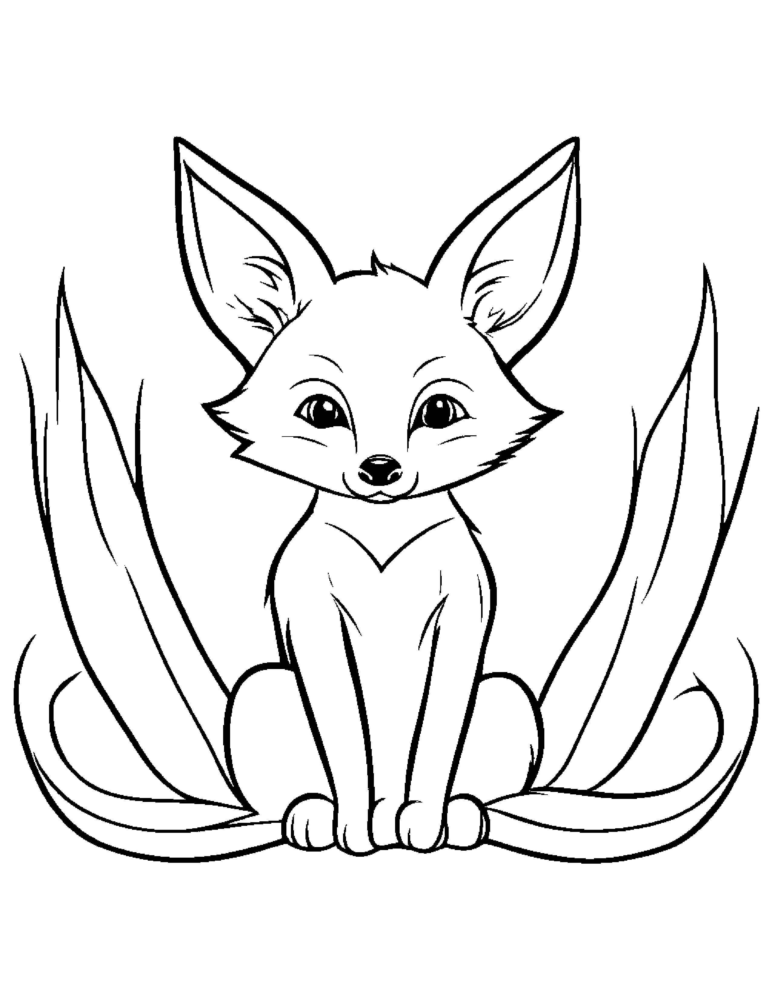 Fox With A Ribbon #2 Coloring Page (Free Printable PDF)