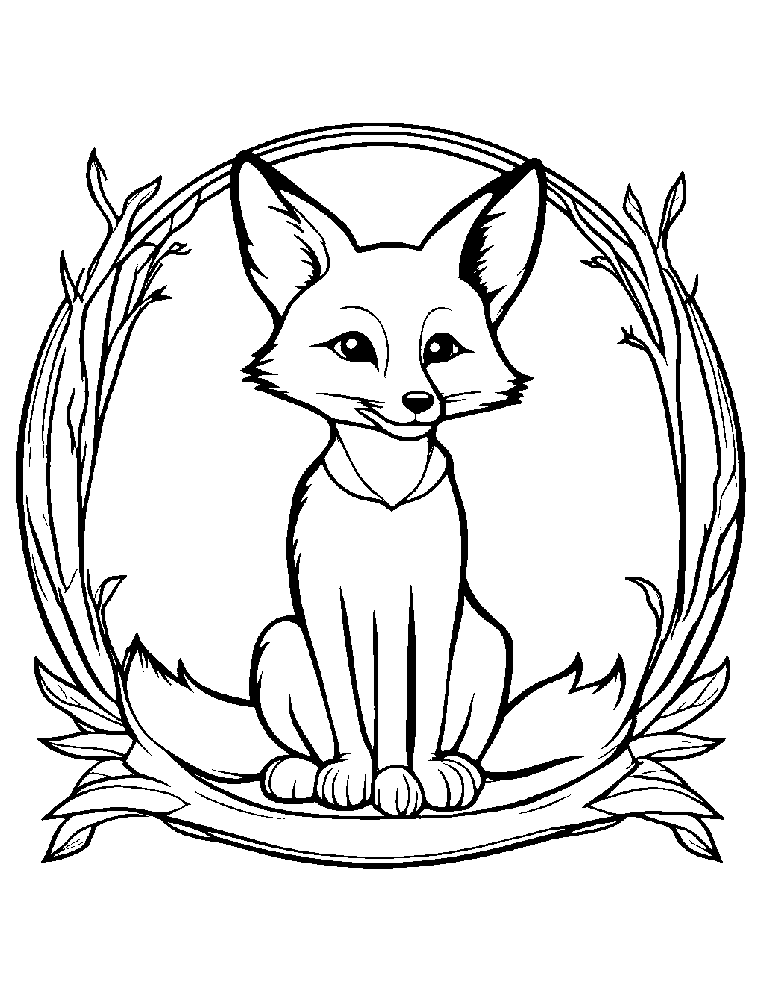 Fox With A Ribbon #3 Coloring Page (Free Printable PDF)