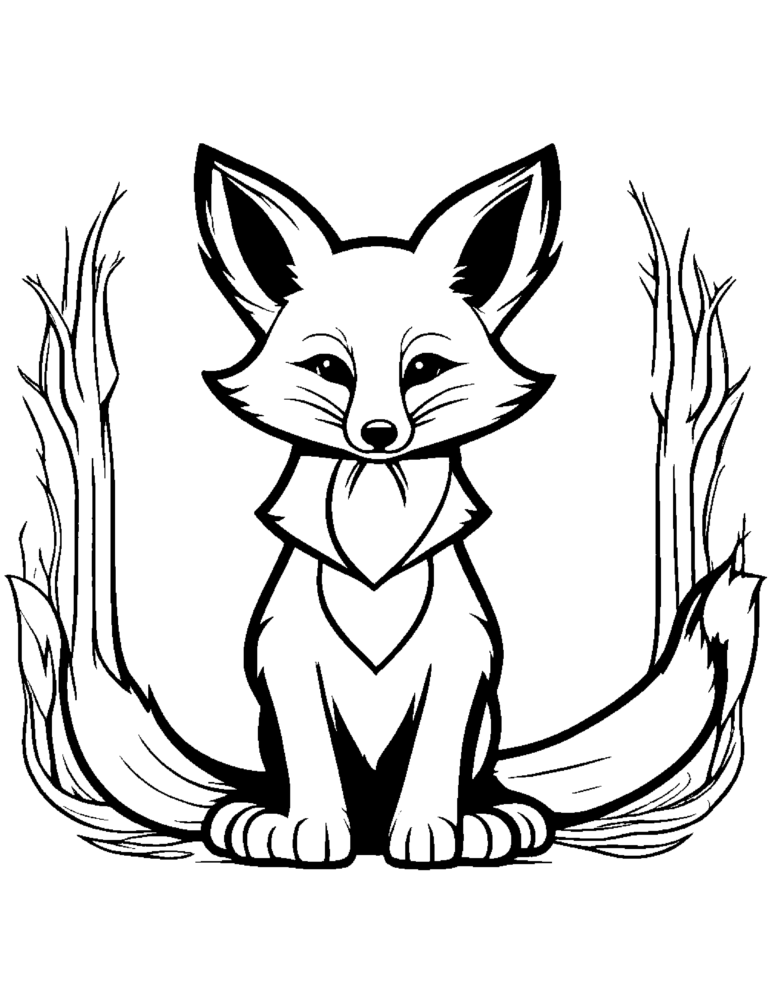 Fox With A Ribbon Coloring Page (Free Printable PDF)