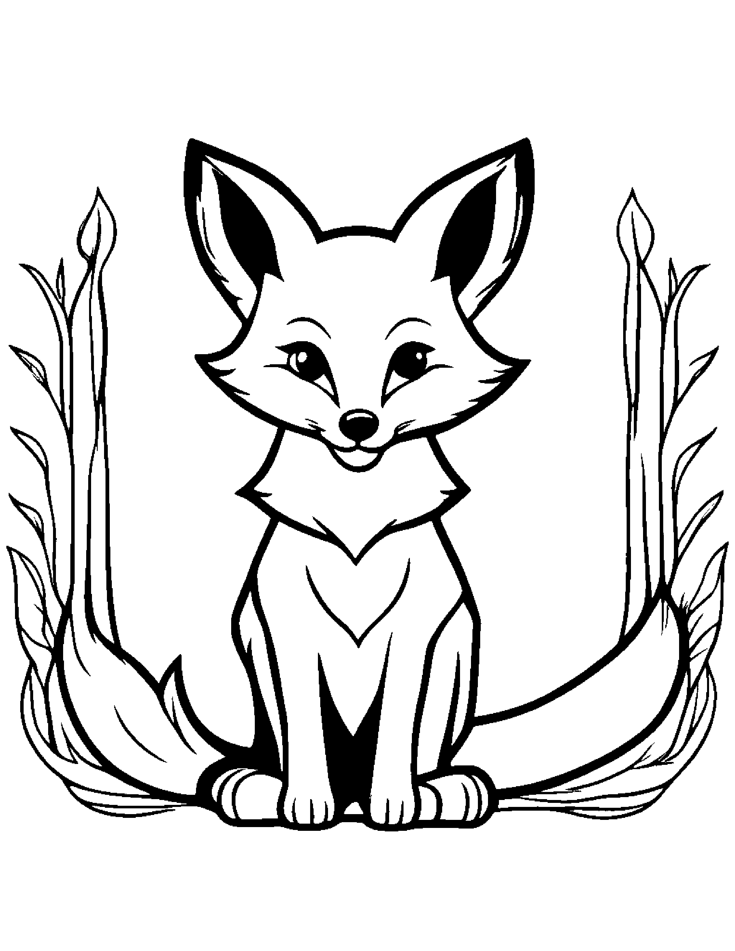 Fox With A Tiny Bow #2 Coloring Page (Free Printable PDF)