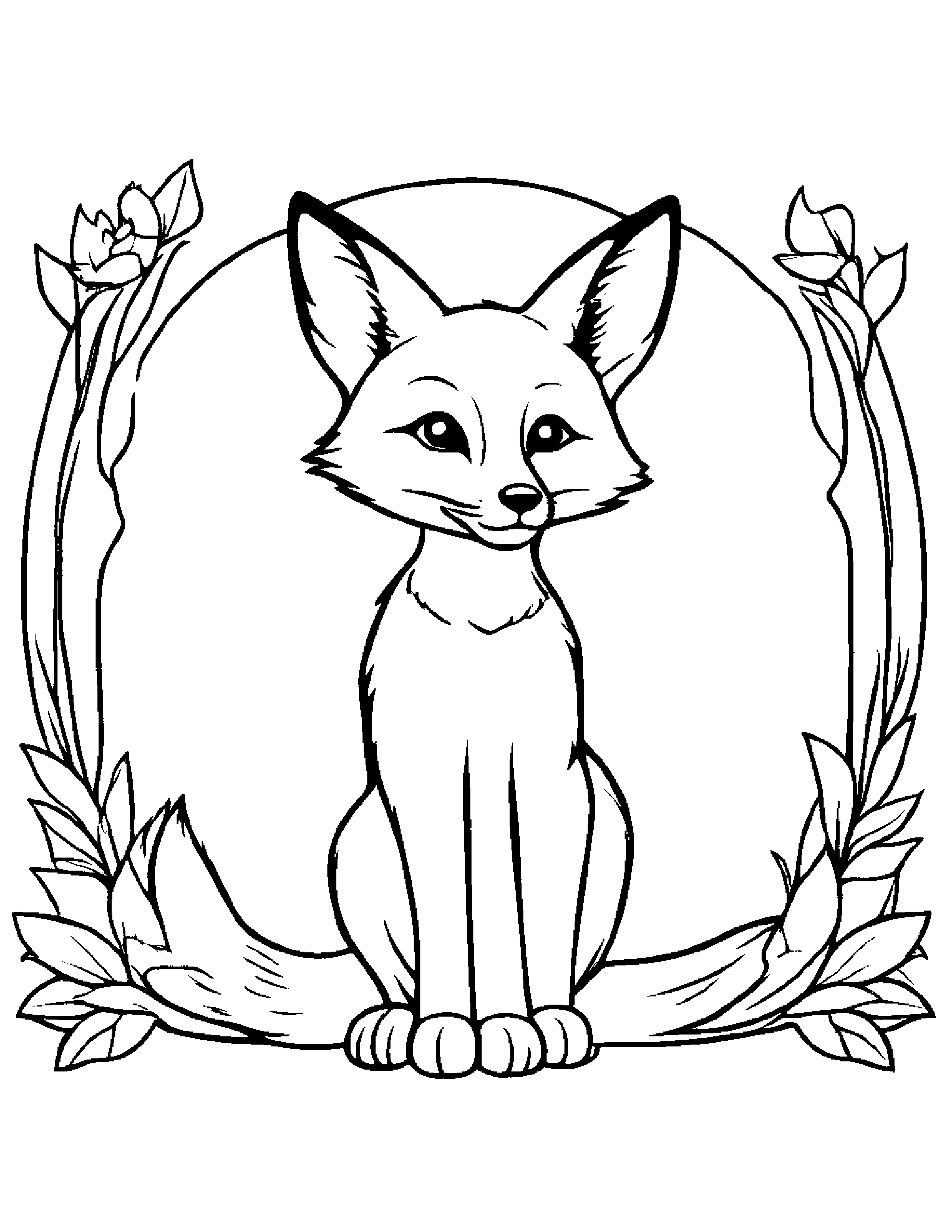 Fox With A Tiny Bow #3 Coloring Page (Free Printable PDF)