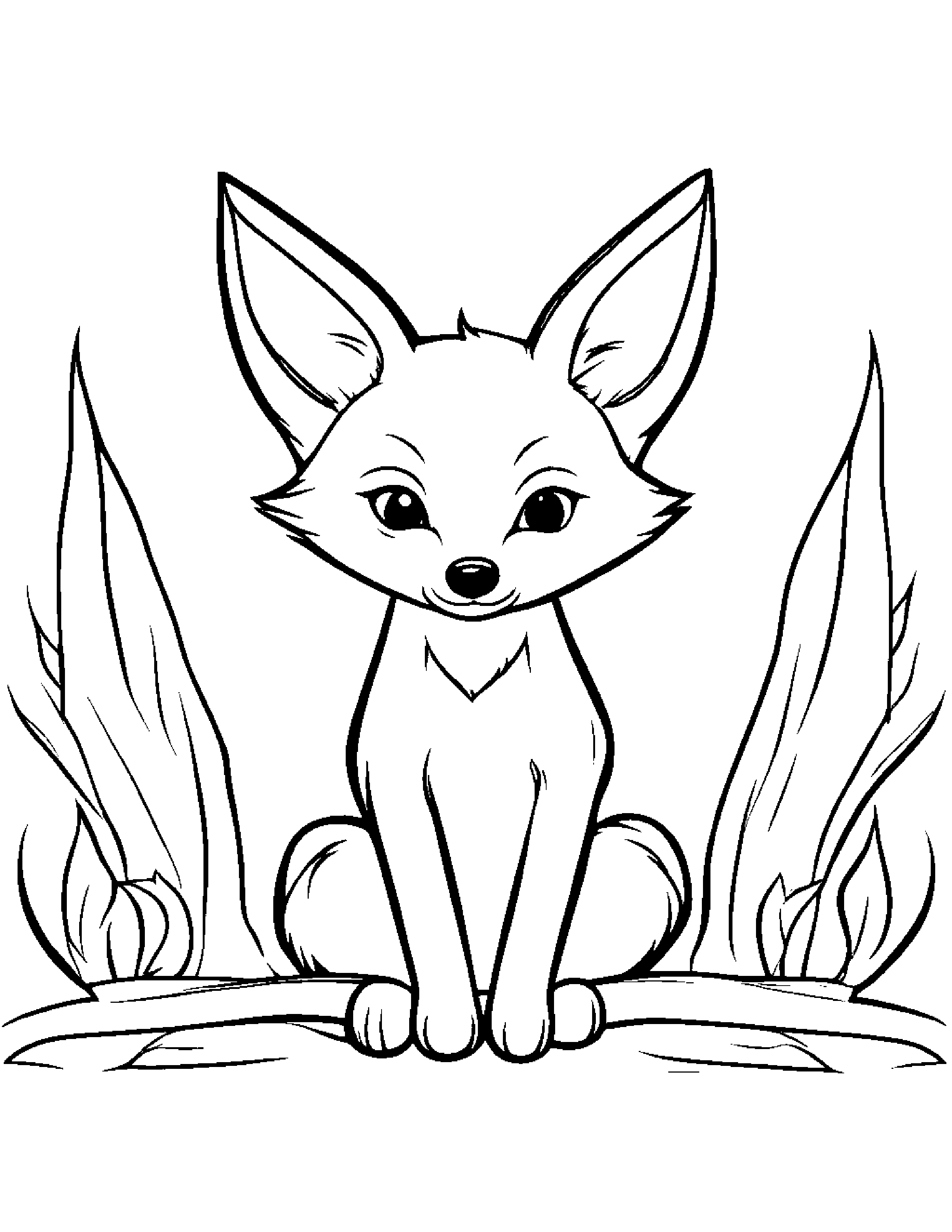 Fox With A Tiny Bow Coloring Page (Free Printable PDF)