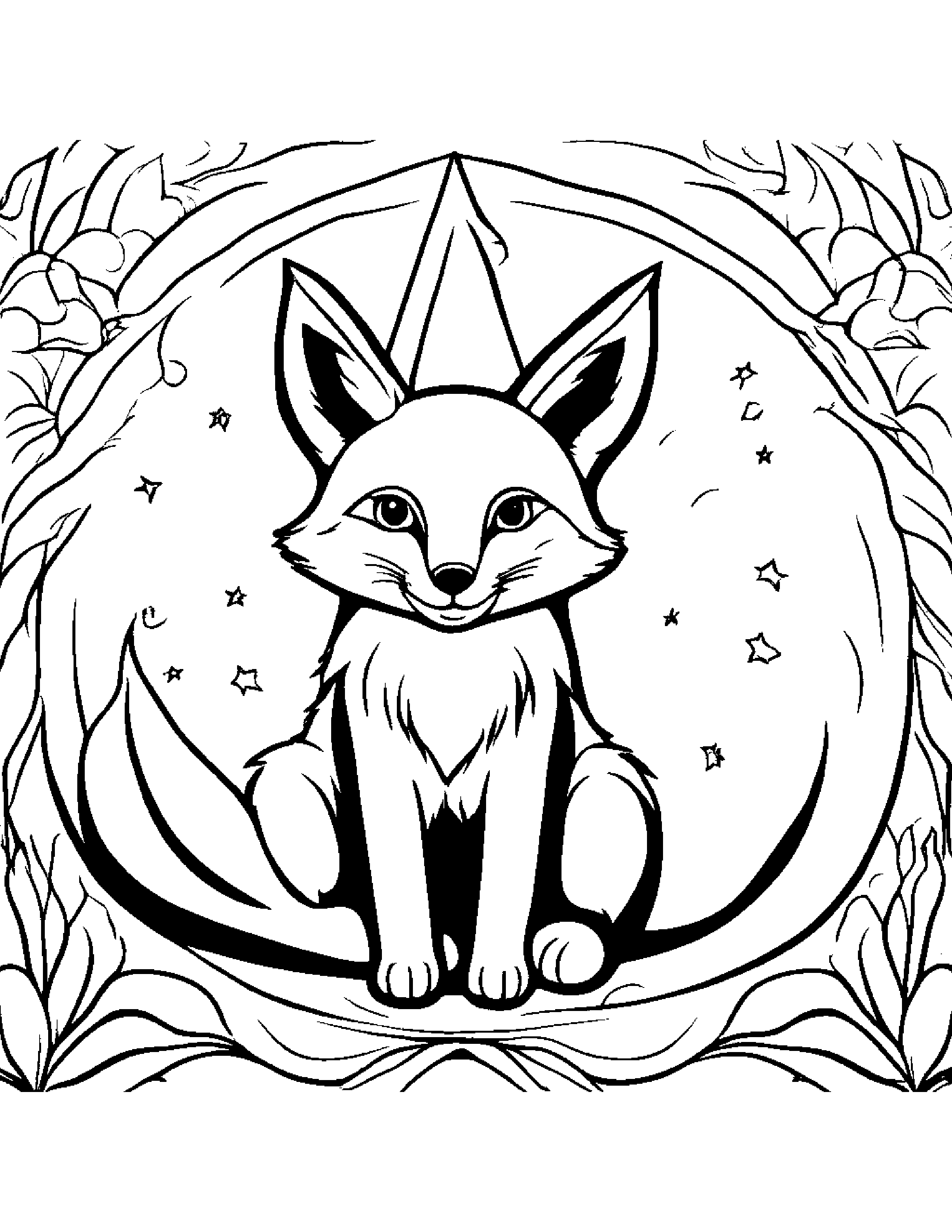 Friendly Fox Painting A Star #2 Coloring Page (Free Printable PDF)
